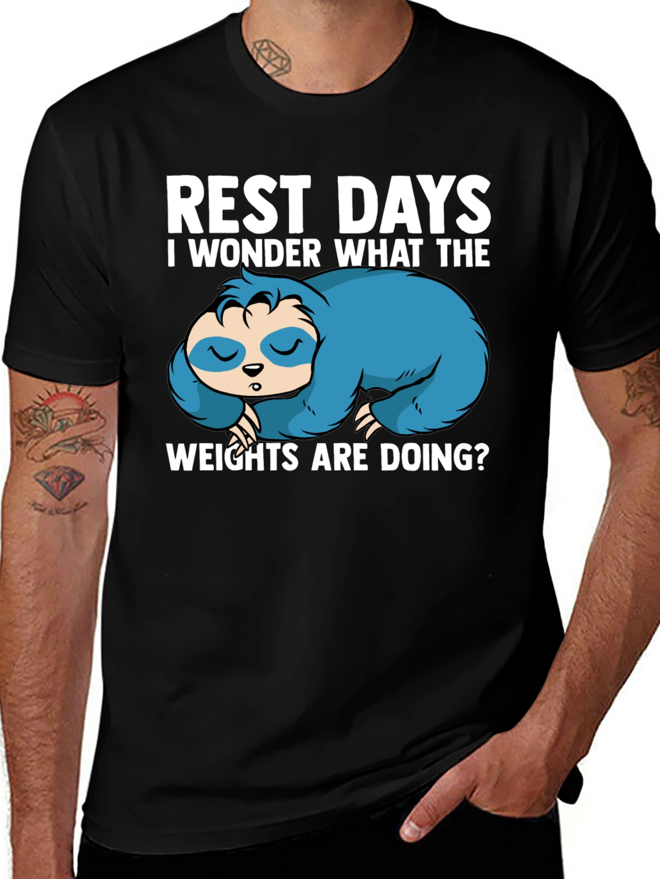 Variant 8 of Rest Day Sloth Graphic T-Shirt - Funny Workout Gym Tee
