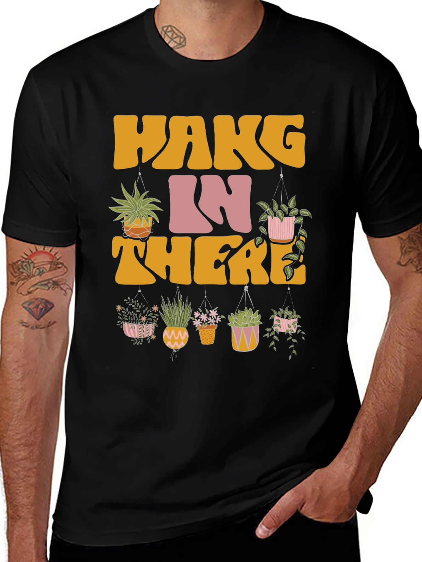 Variant 16 of Hang In There Plant Lover Tee - Unisex Black T-Shirt