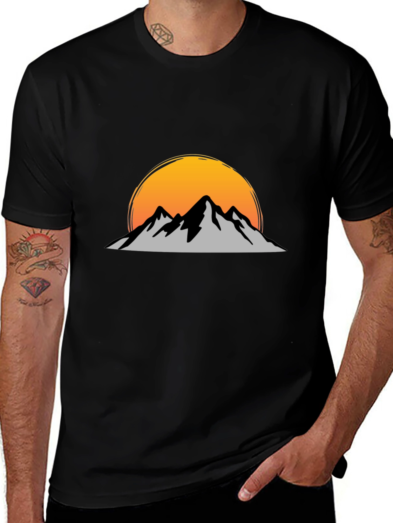 Variant 4 of Mountain Sunset Graphic Tee - Black
