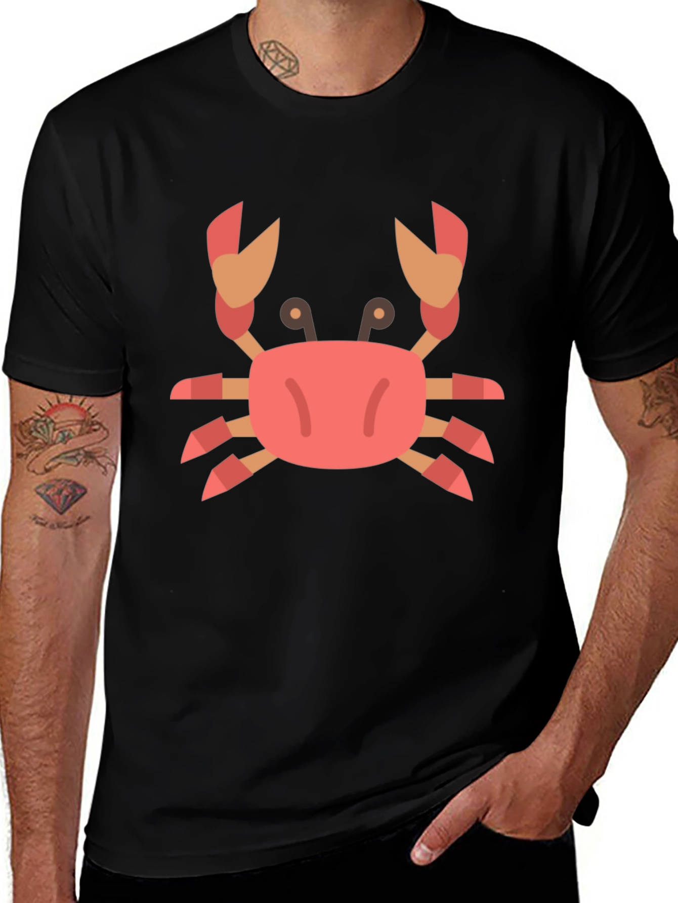 Variant 11 of Crab Graphic Tee - Black Casual T-Shirt