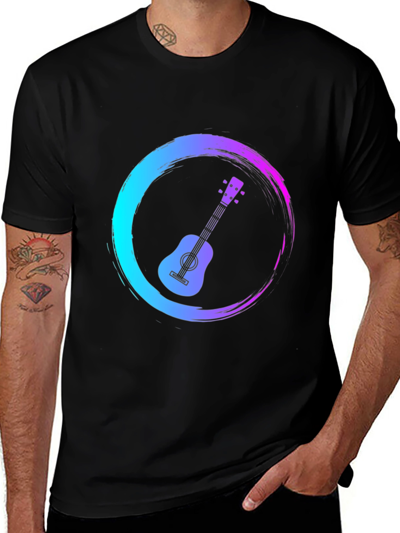 Variant 22 of Guitar Graphic Black T-Shirt