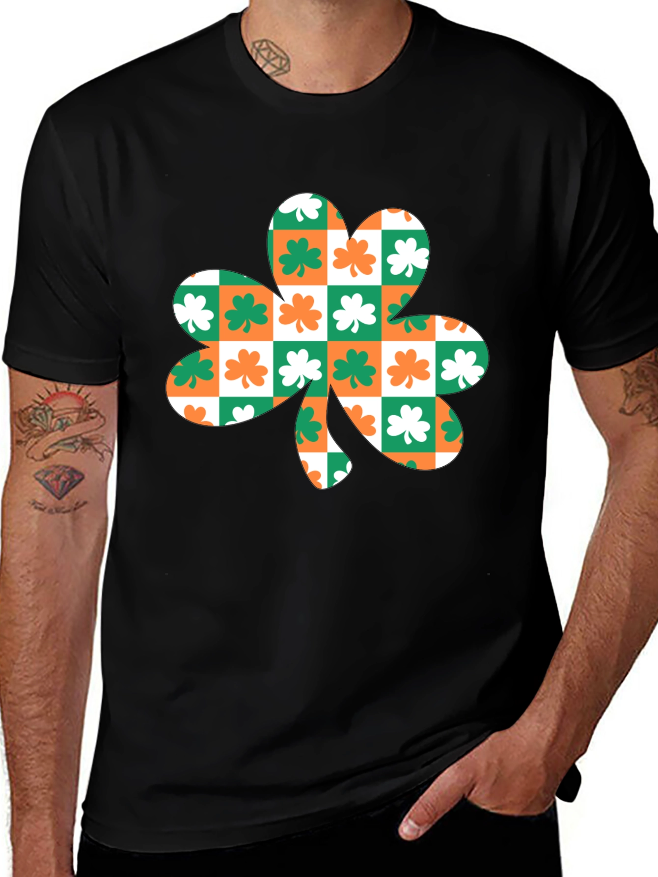 Variant 15 of Shamrock Checkered T-Shirt - St. Patrick's Day