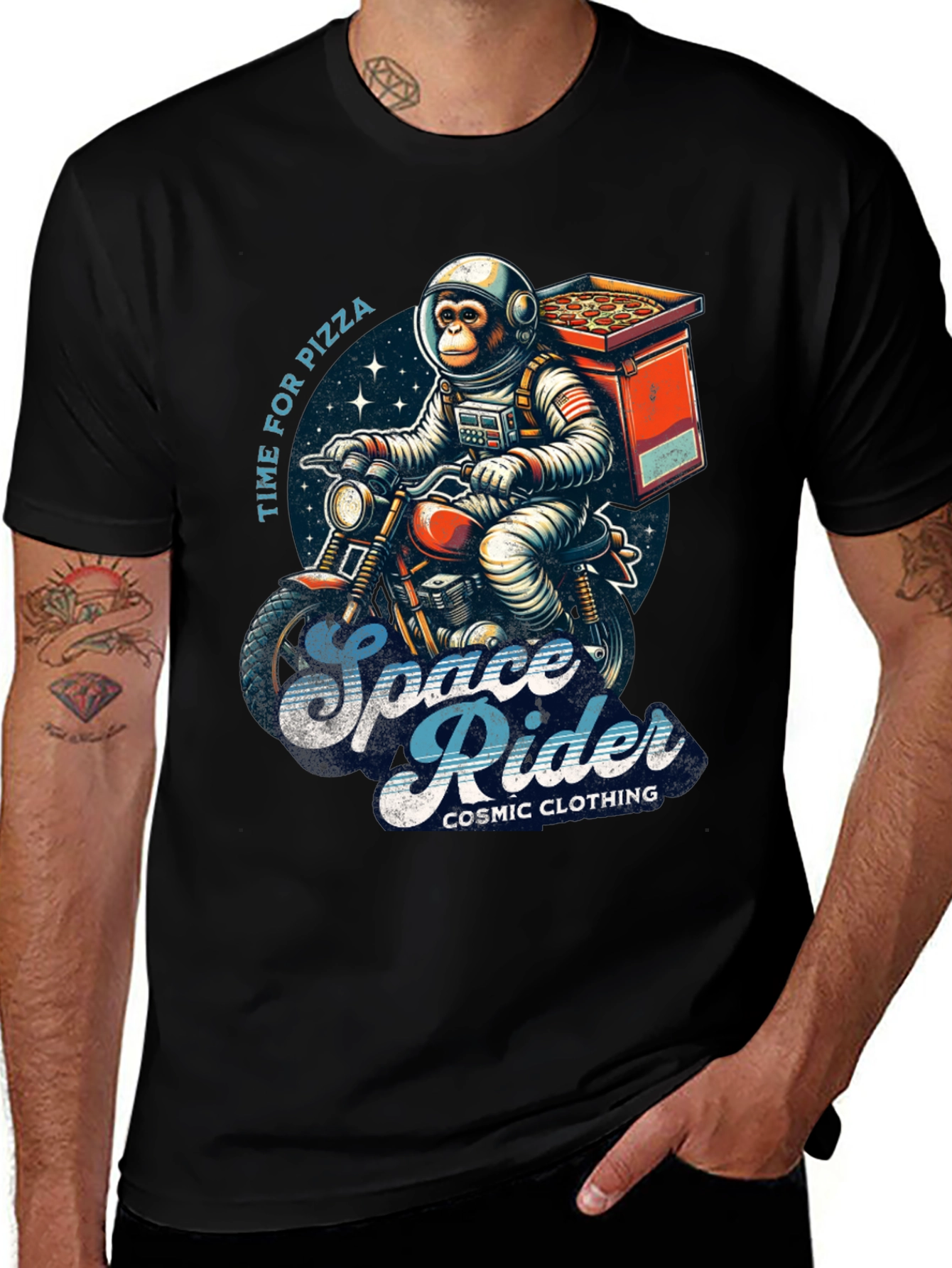 Variant 9 of Space Rider Pizza T-Shirt