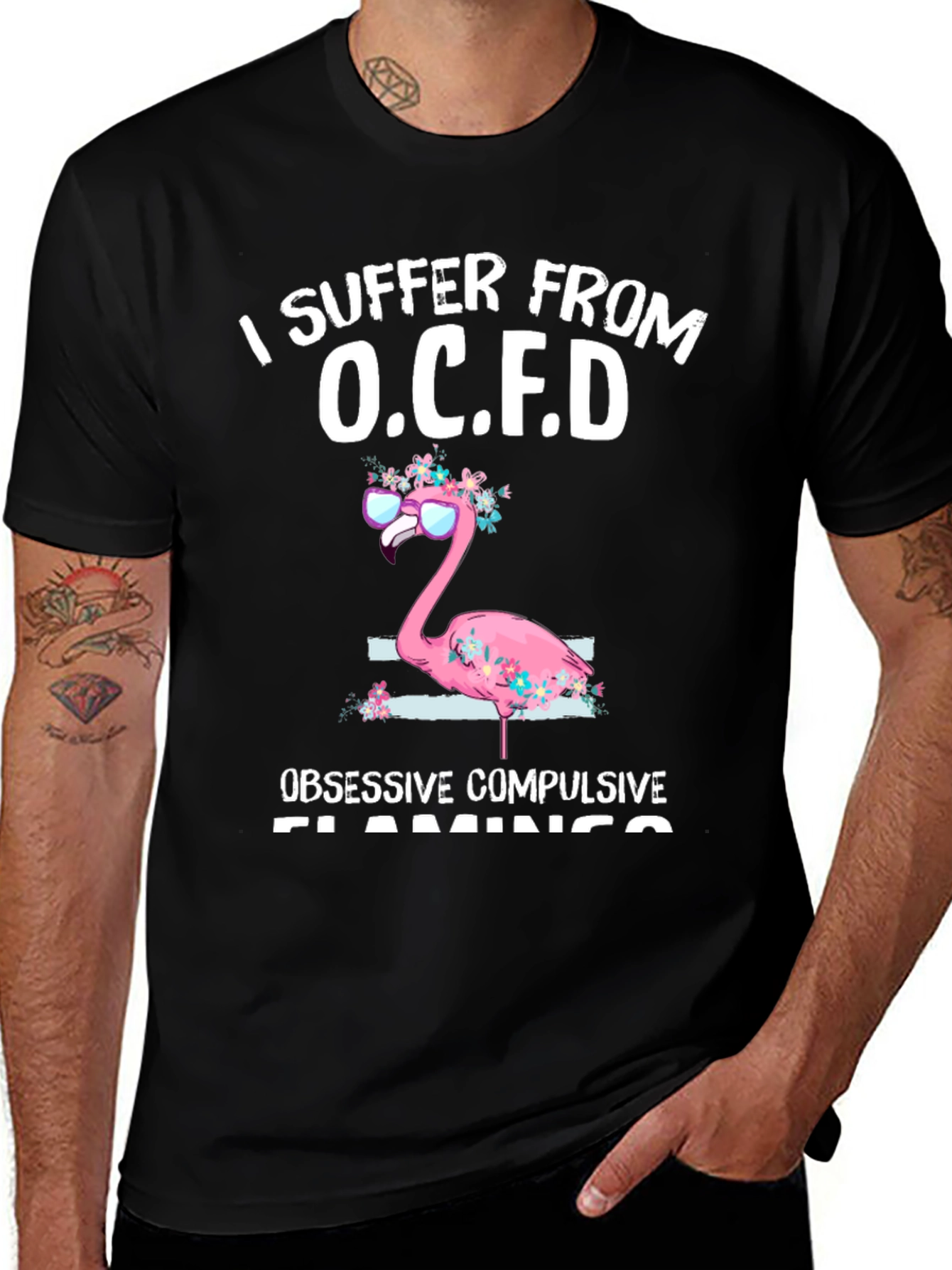 Variant 27 of O.C.F.D. Obsessive Compulsive Flamingo T-Shirt