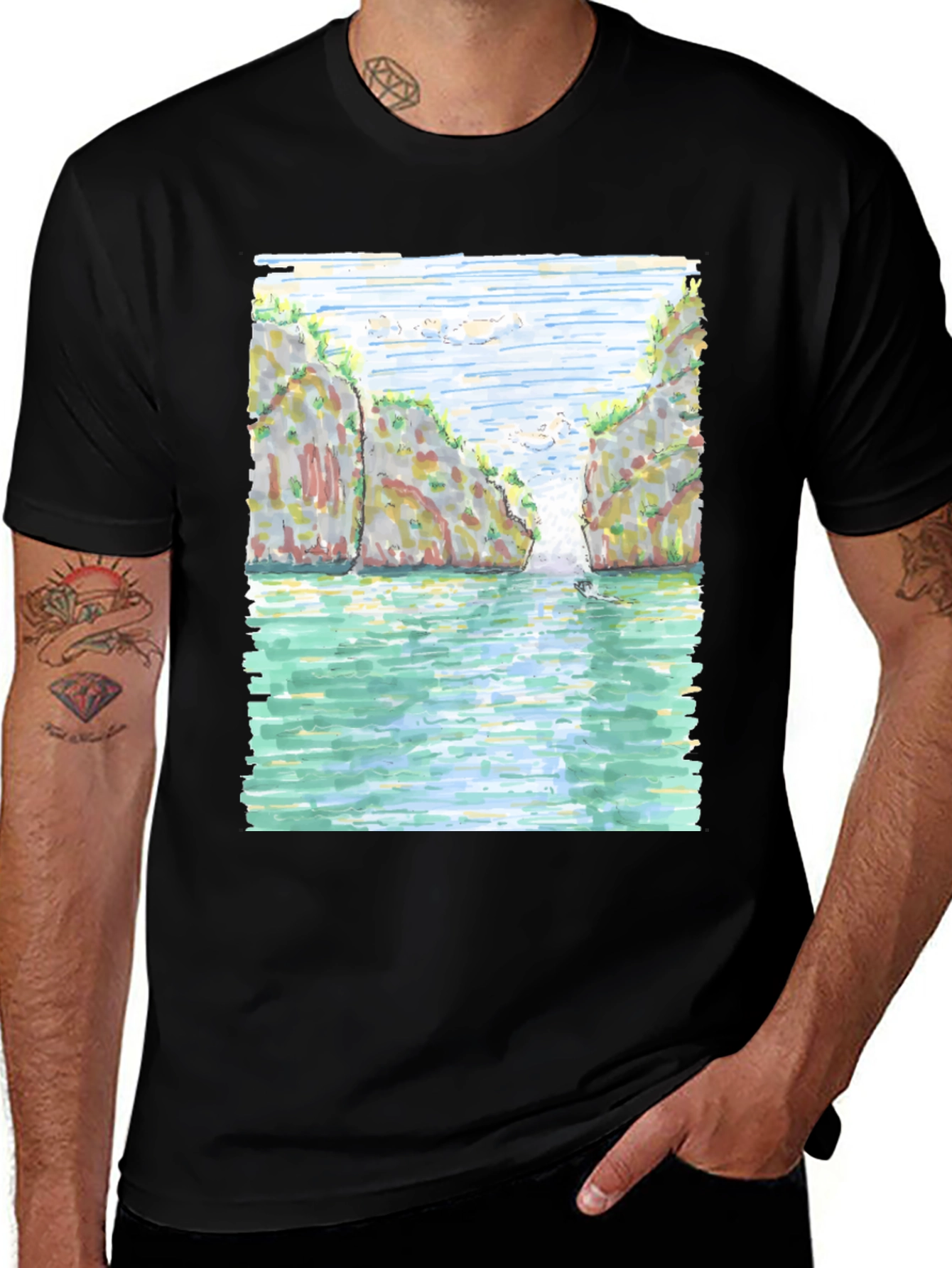 Watercolor Scene T-Shirt - Island Getaway Tee