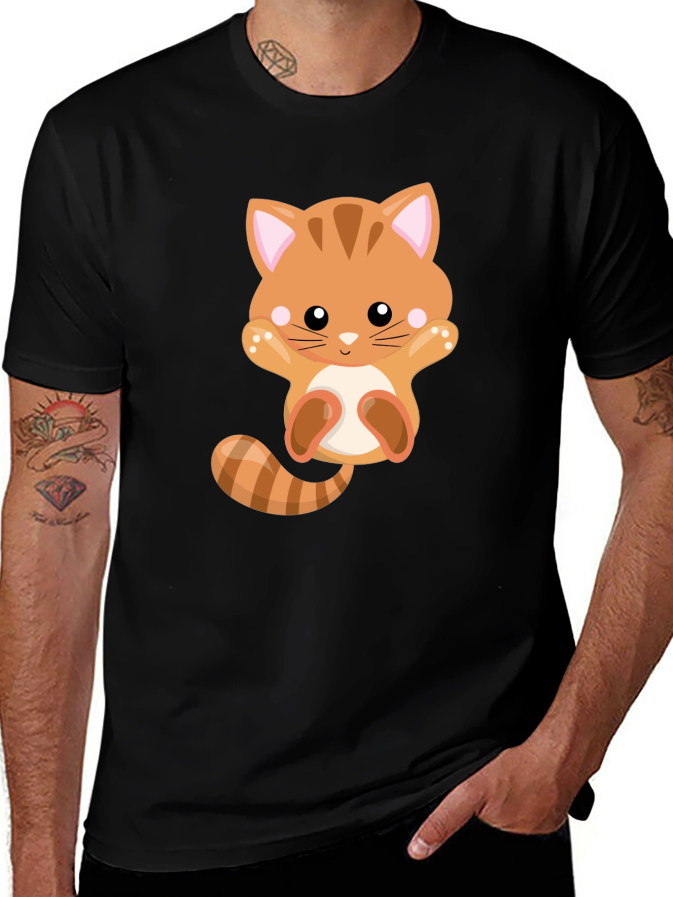 Variant 15 of Cute Cartoon Cat Black T-Shirt