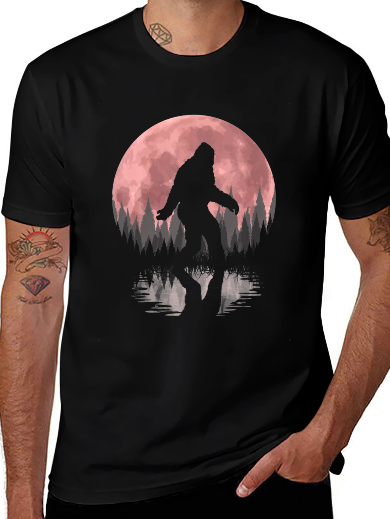 Bigfoot Moon Reflection Graphic Tee