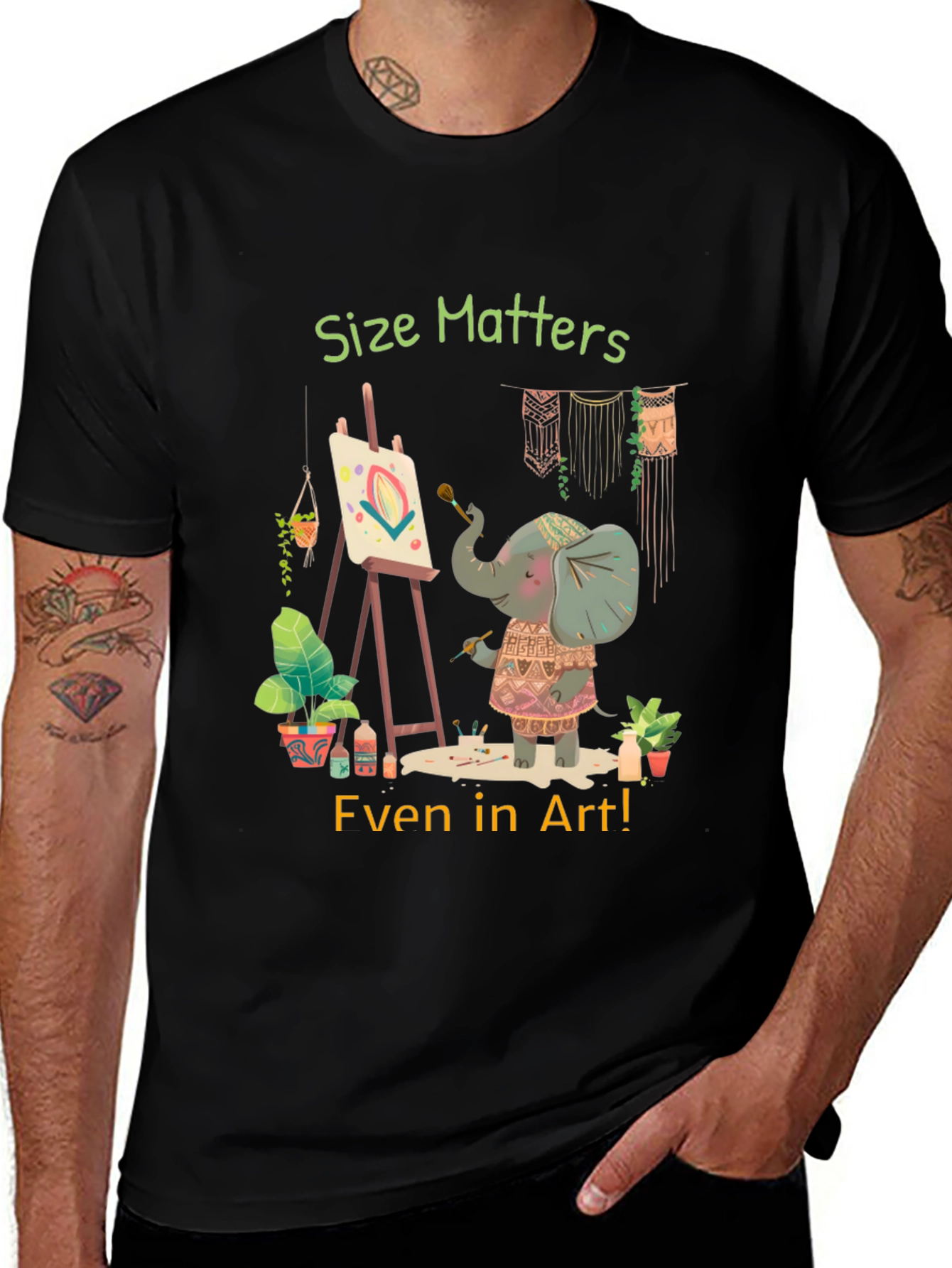 Variant 15 of Elephant Artist Graphic Tee - Size Matters Funny Art Shirt