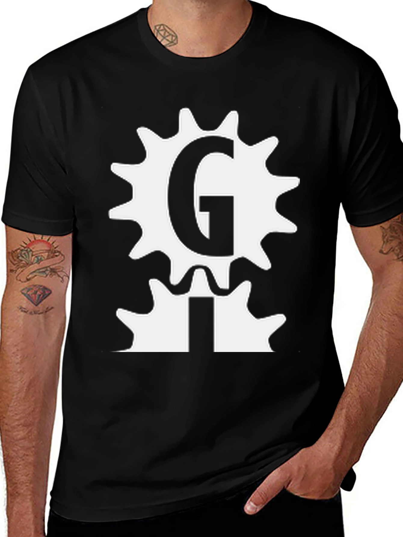Variant 14 of Gear Letter Graphic Black Tee