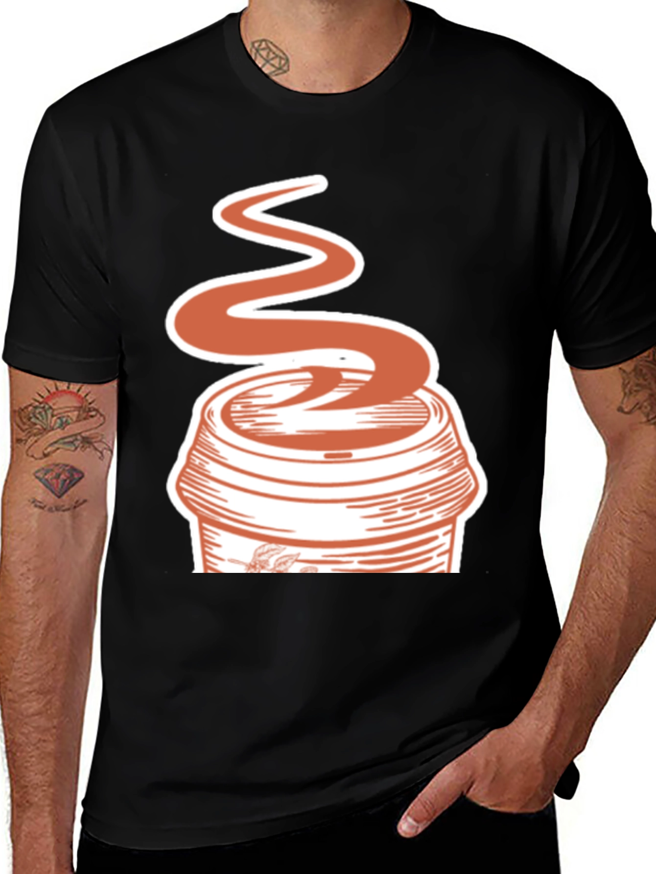 Variant 13 of Coffee Cup Graphic Tee - Black Cotton Blend