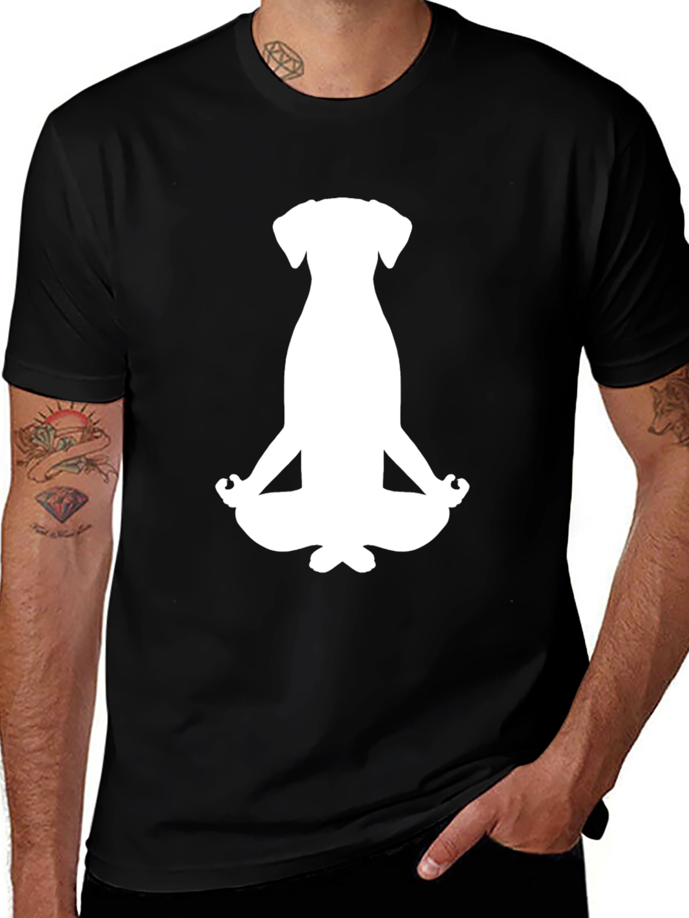 Variant 16 of Meditating Dog Graphic Tee - Black
