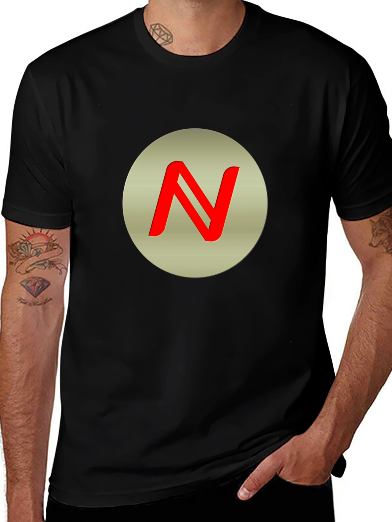 Black T-Shirt with Letter N Logo