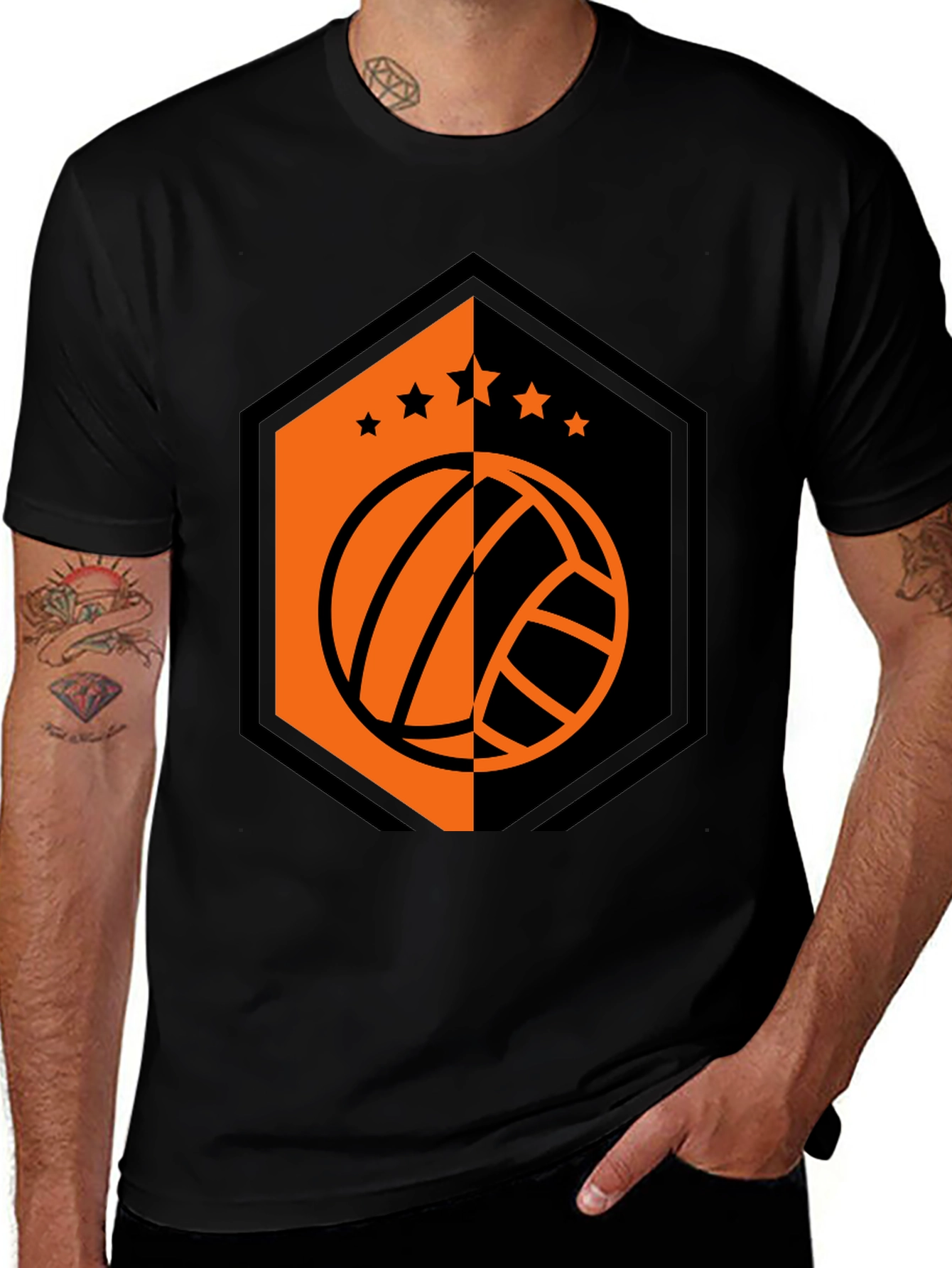 Variant 29 of Volleyball Star Tee - Black Graphic T-Shirt