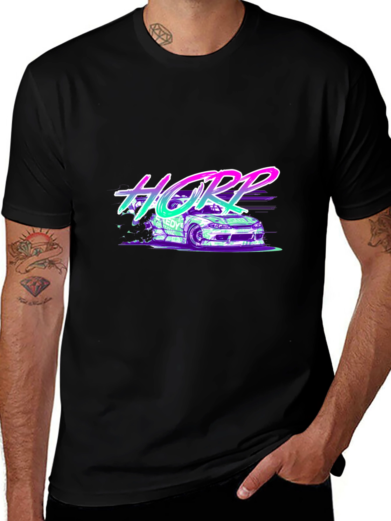 Variant 14 of HORRR Car Graphic Tee - Stylish Black T-Shirt