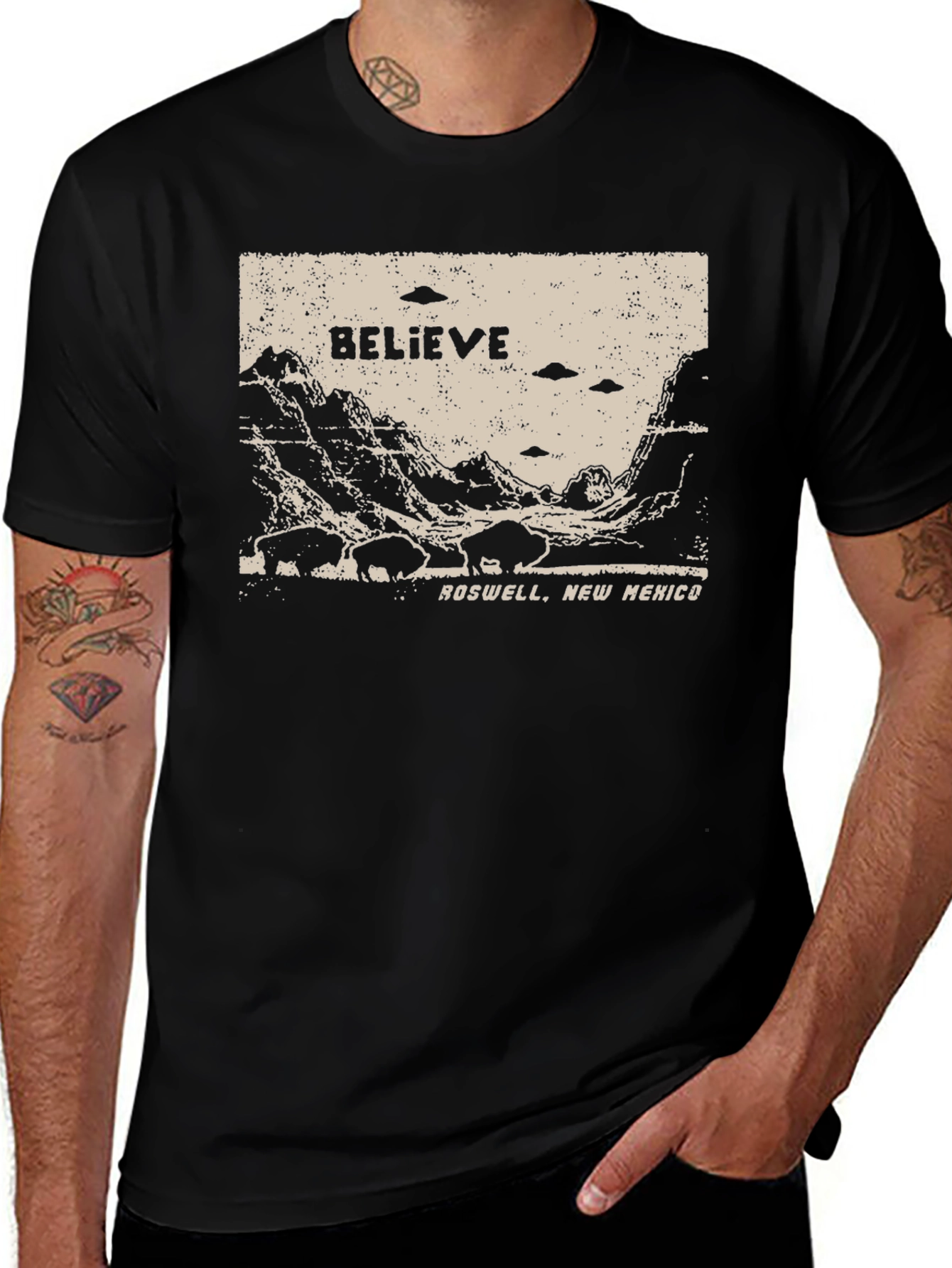 Believe Roswell New Mexico UFO Buffalo T-Shirt