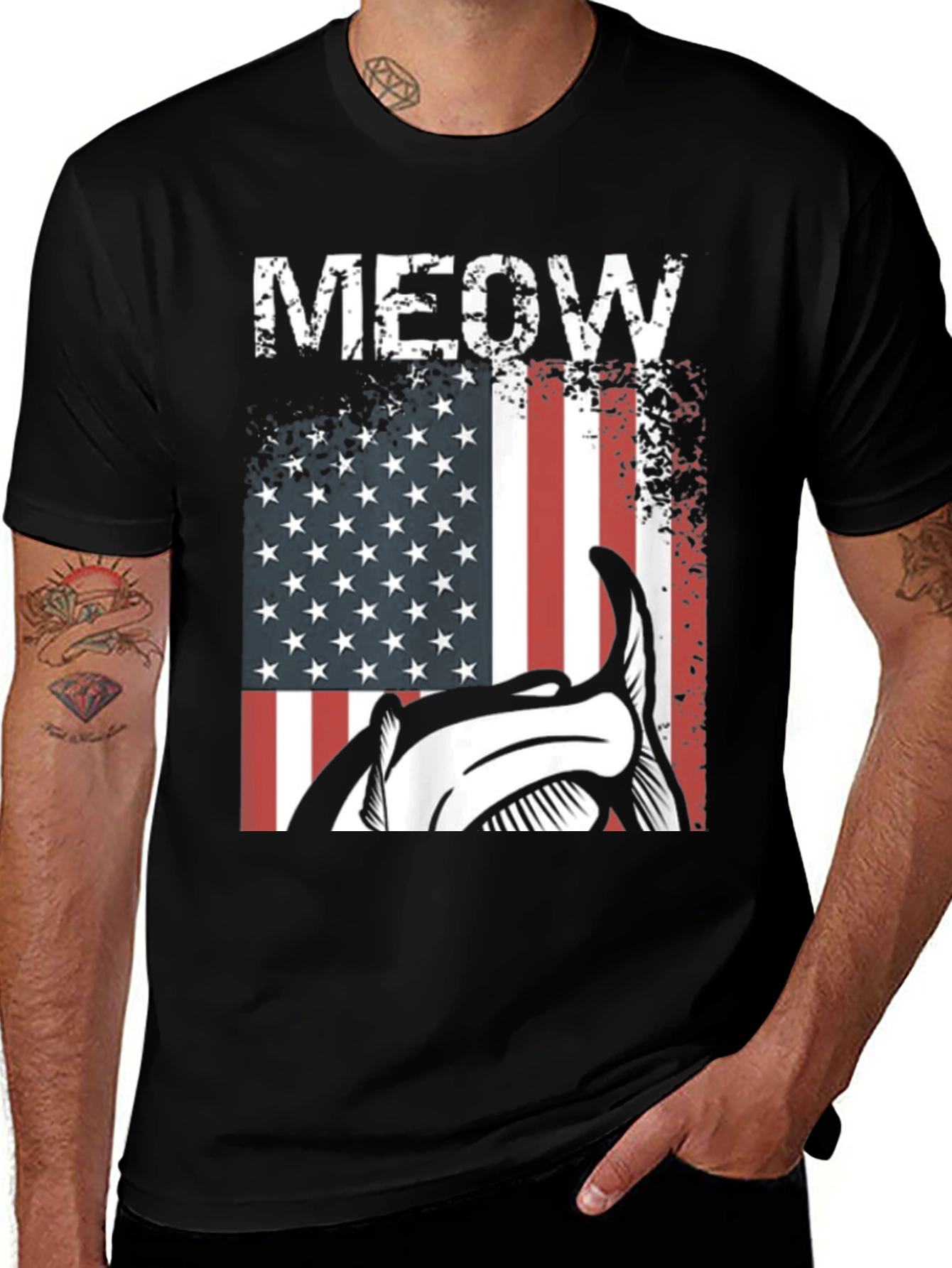 Variant 25 of Meow American Flag Cat T-Shirt