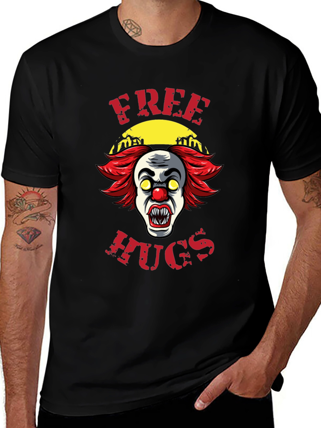 Variant 17 of Scary Clown Free Hugs Graphic T-Shirt - Halloween Style