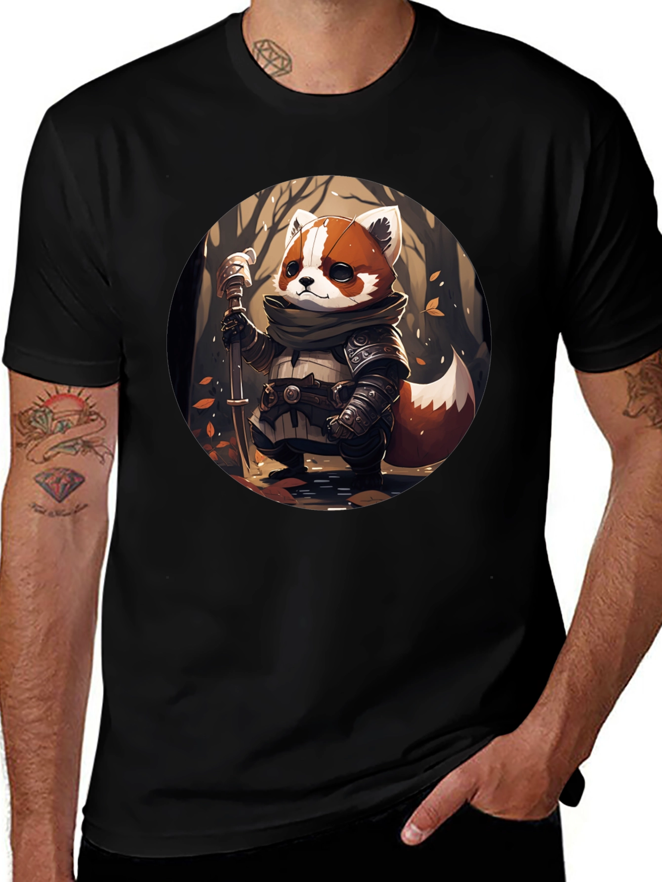 Variant 2 of Red Panda Warrior T-Shirt - Unique Graphic Tee