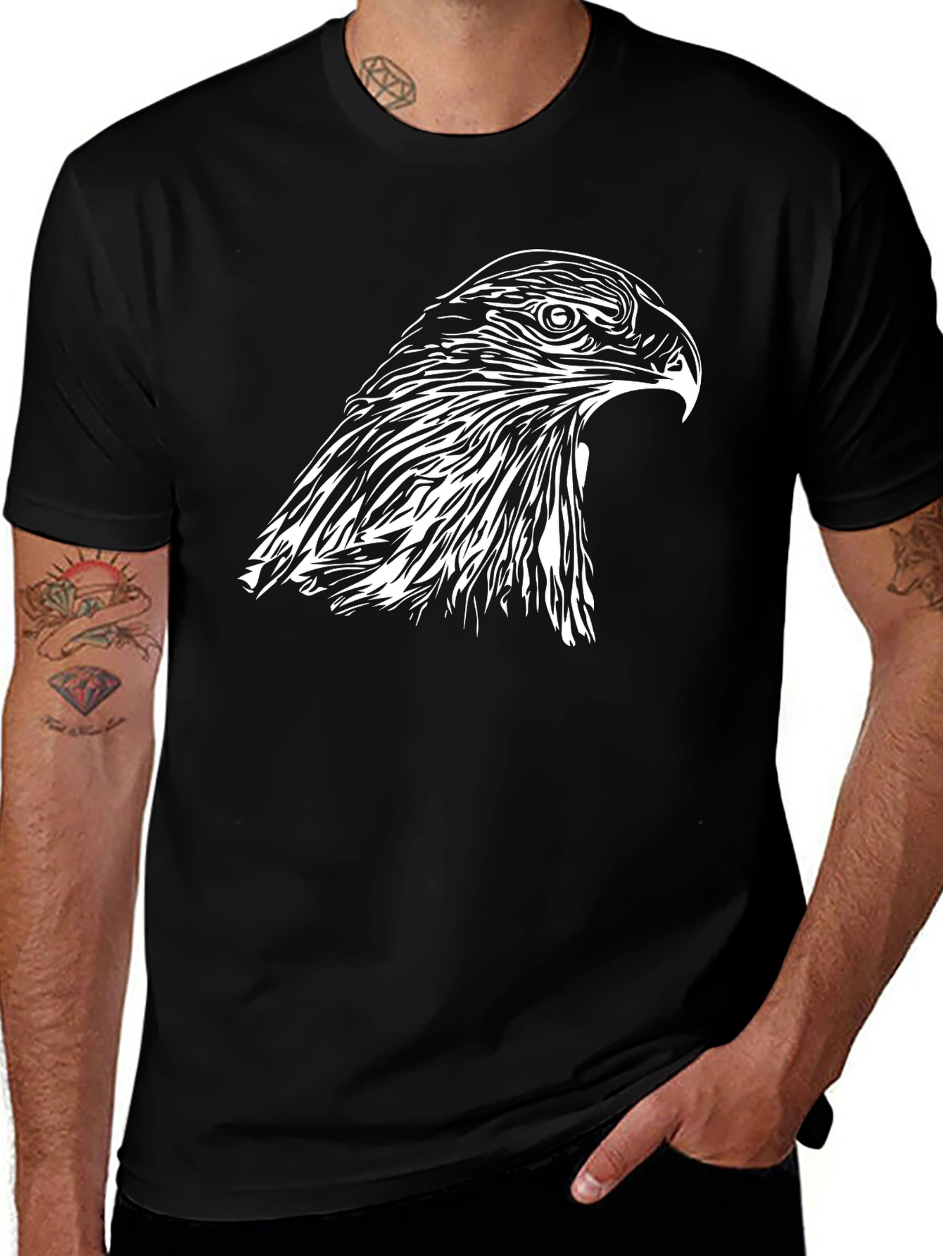 Variant 12 of Bold Eagle Graphic Tee - Black Cotton Comfort