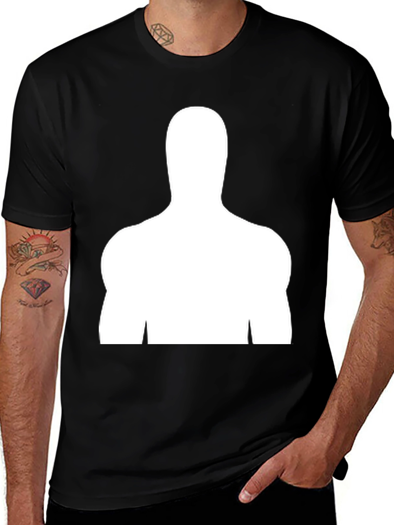 Variant 20 of Silhouette Graphic Tee - Black Cotton Blend Shirt