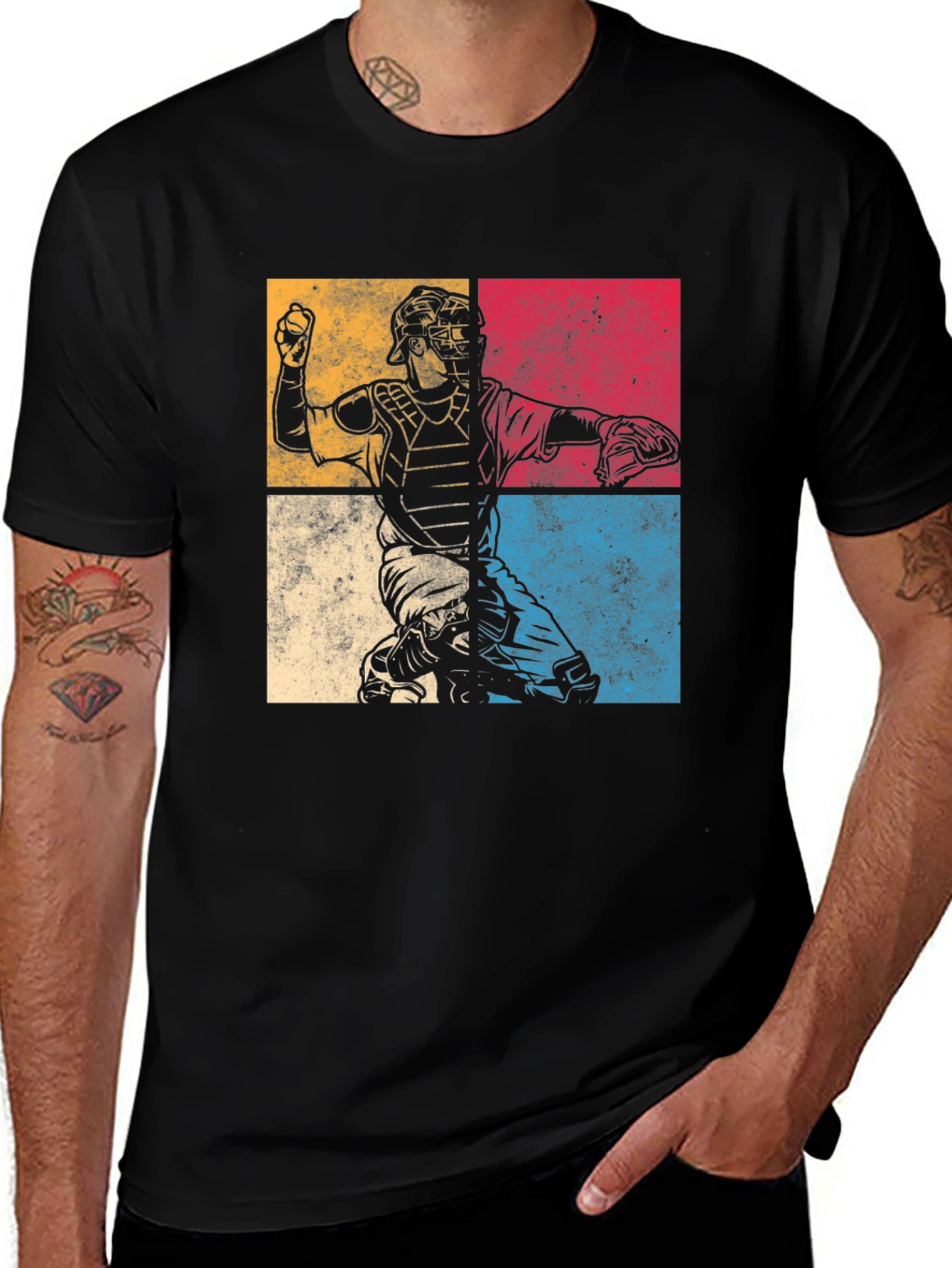 Variant 24 of Retro Baseball Catcher Graphic T-Shirt