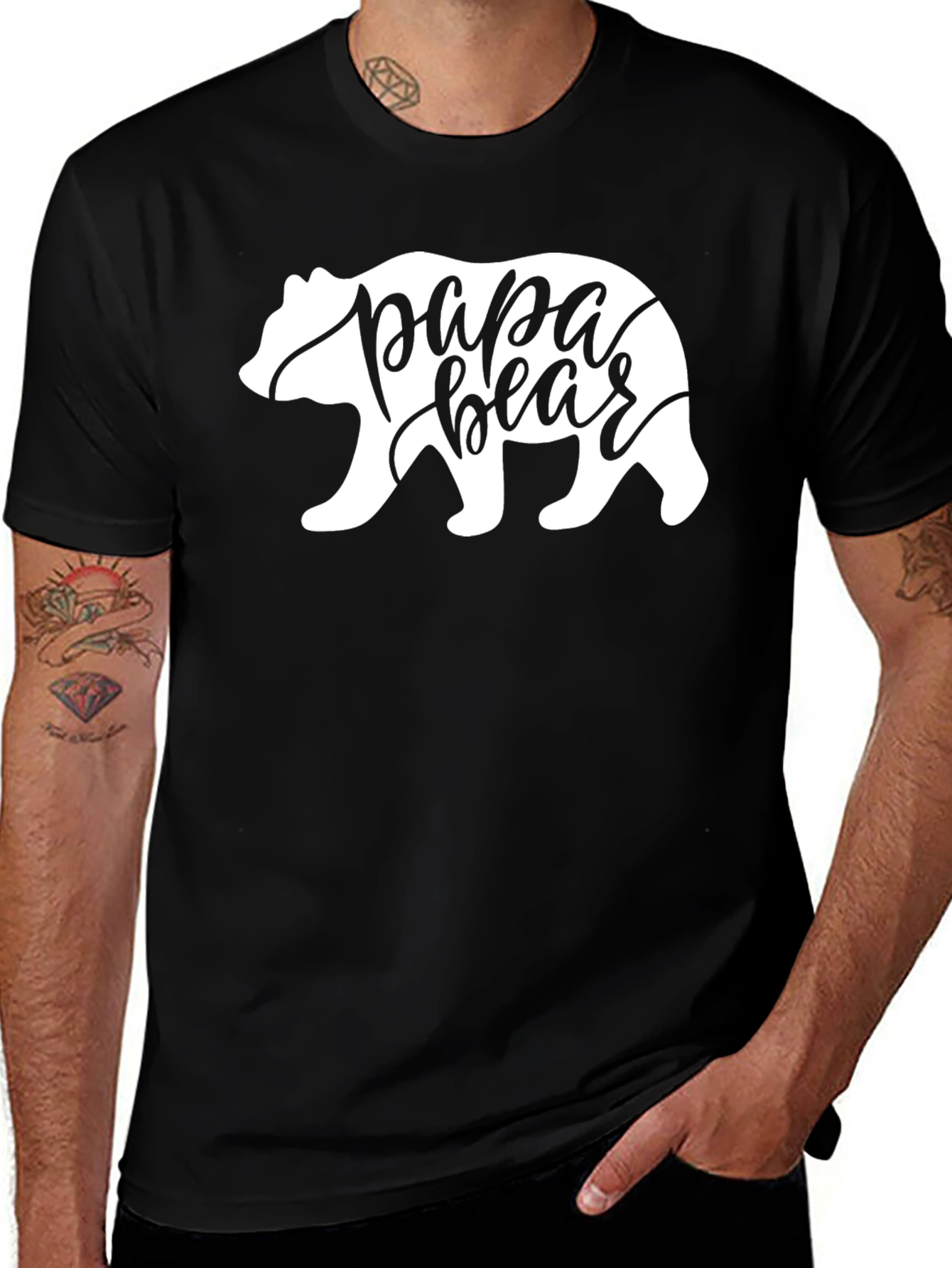 Variant 9 of Papa Bear Graphic Tee - Black Cotton T-Shirt