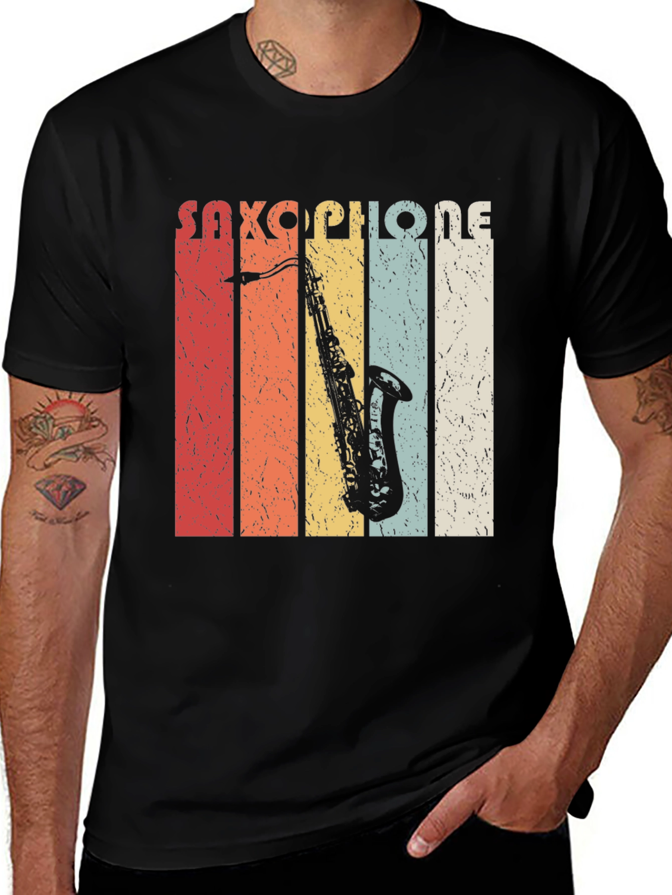 Variant 2 of Retro Saxophone T-Shirt - Vintage Style Music Tee