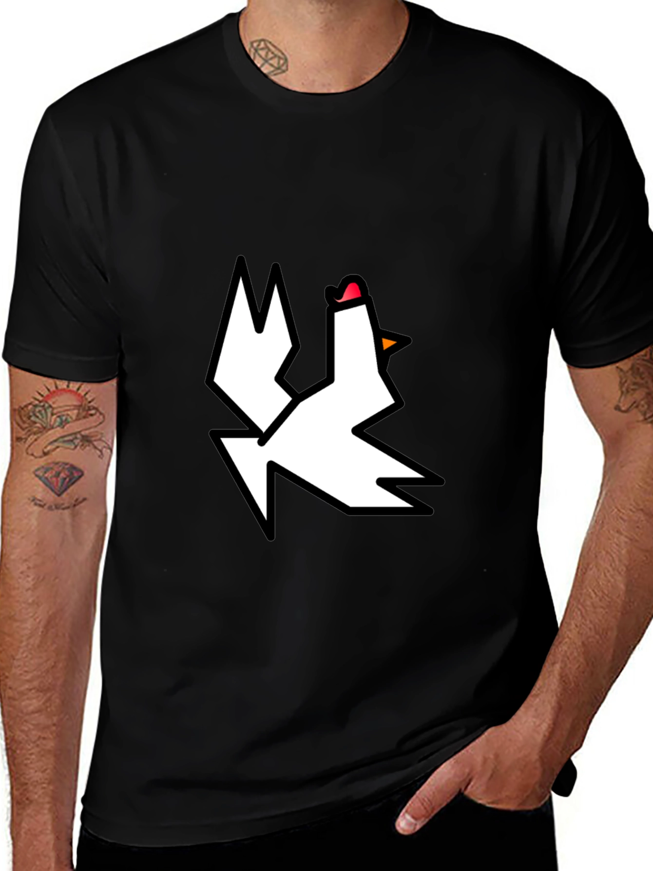 Variant 4 of Geometric Chicken Graphic Tee - Black