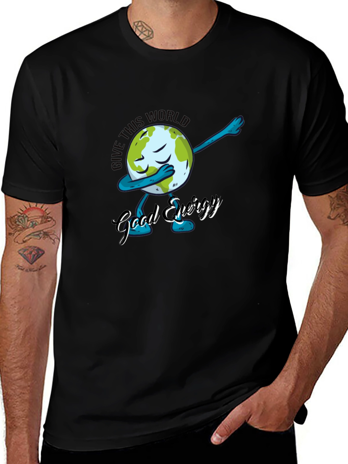 Variant 5 of Give This World Good Energy T-Shirt - Black