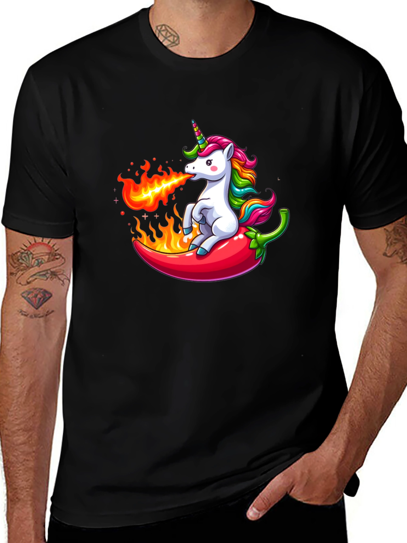 Variant 27 of Spicy Unicorn Graphic Tee - Black