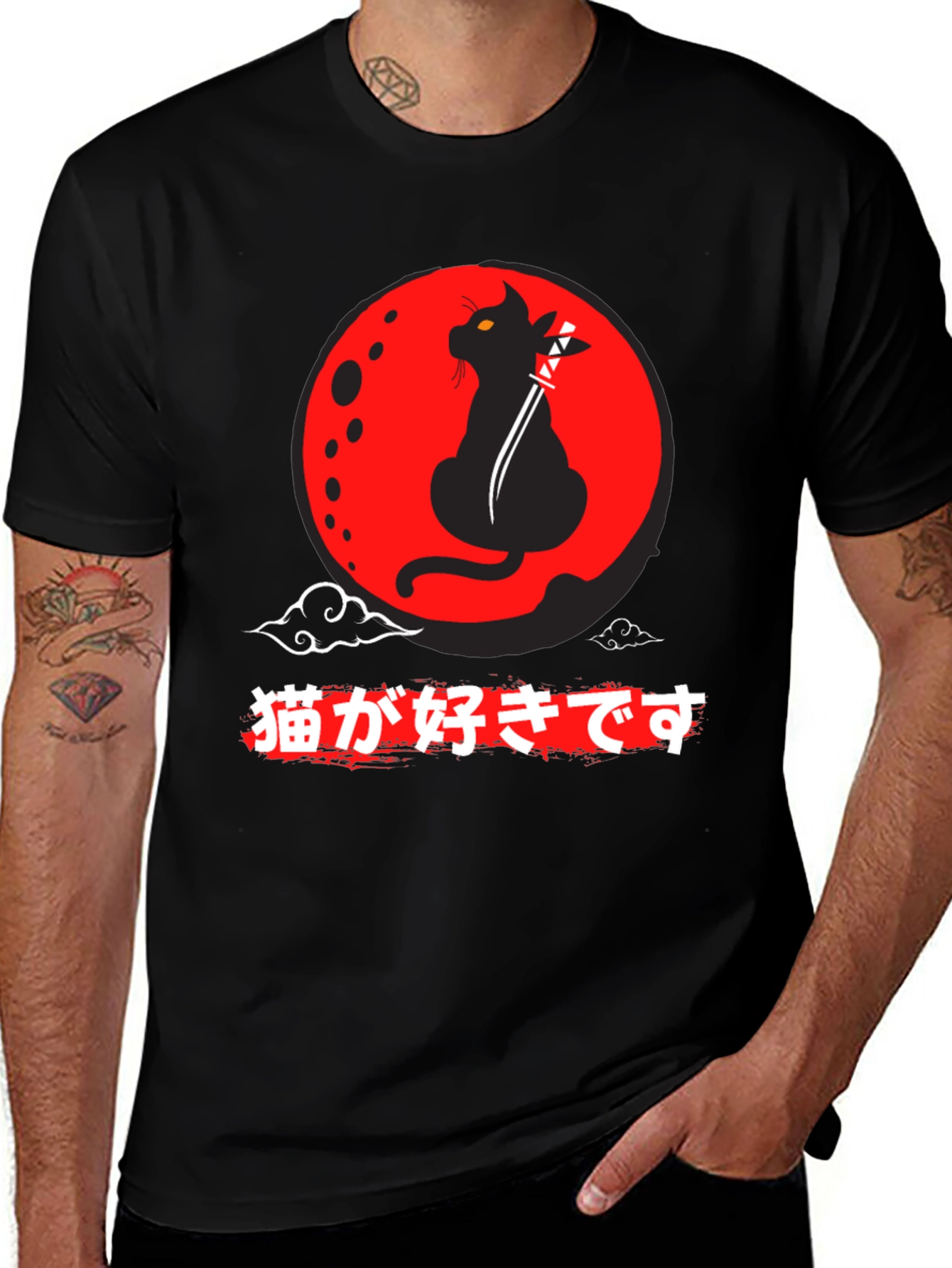 Samurai Cat T-Shirt - Japanese Anime