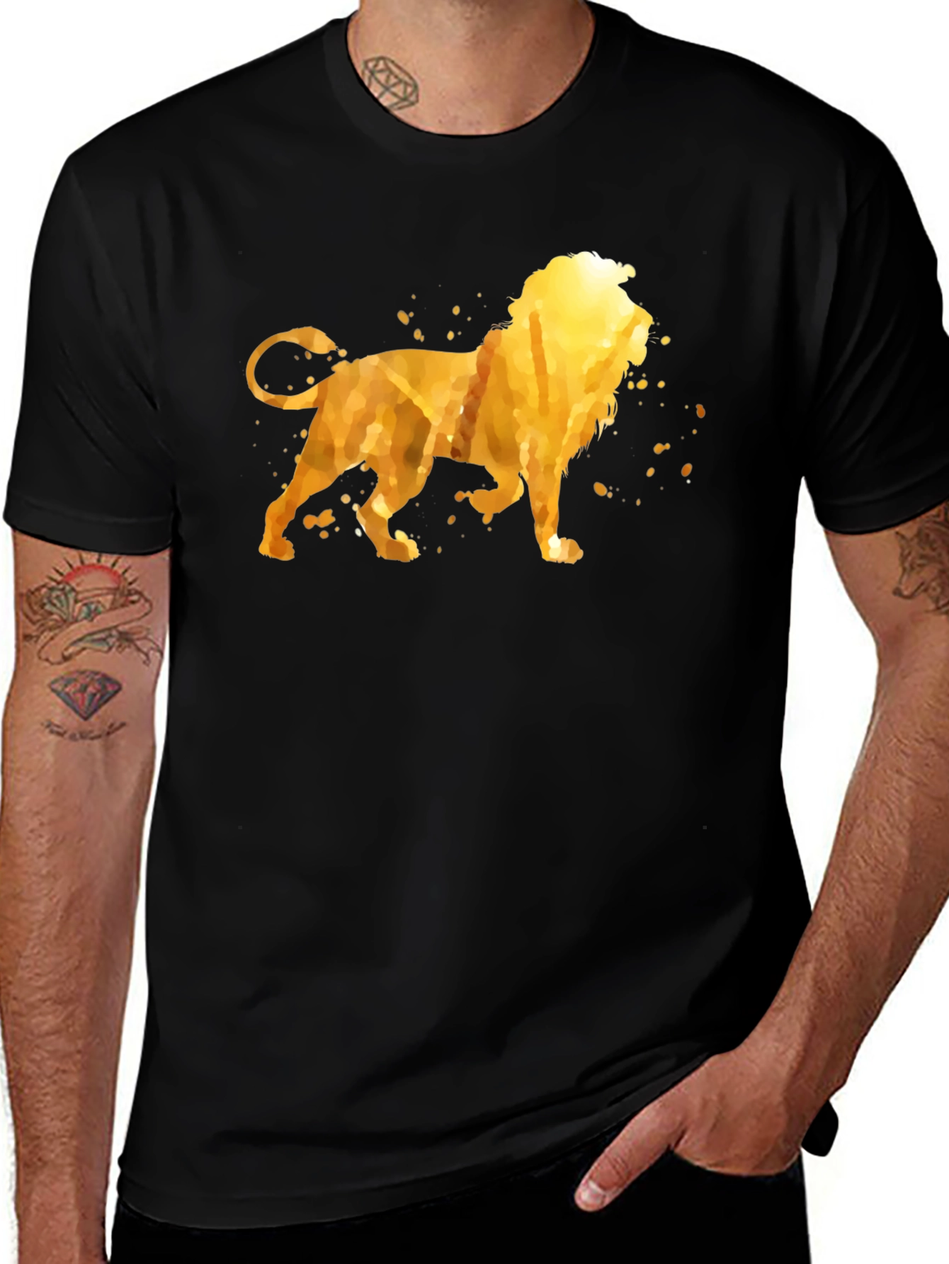 Variant 30 of Golden Lion Graphic T-Shirt - Mens Black Tee