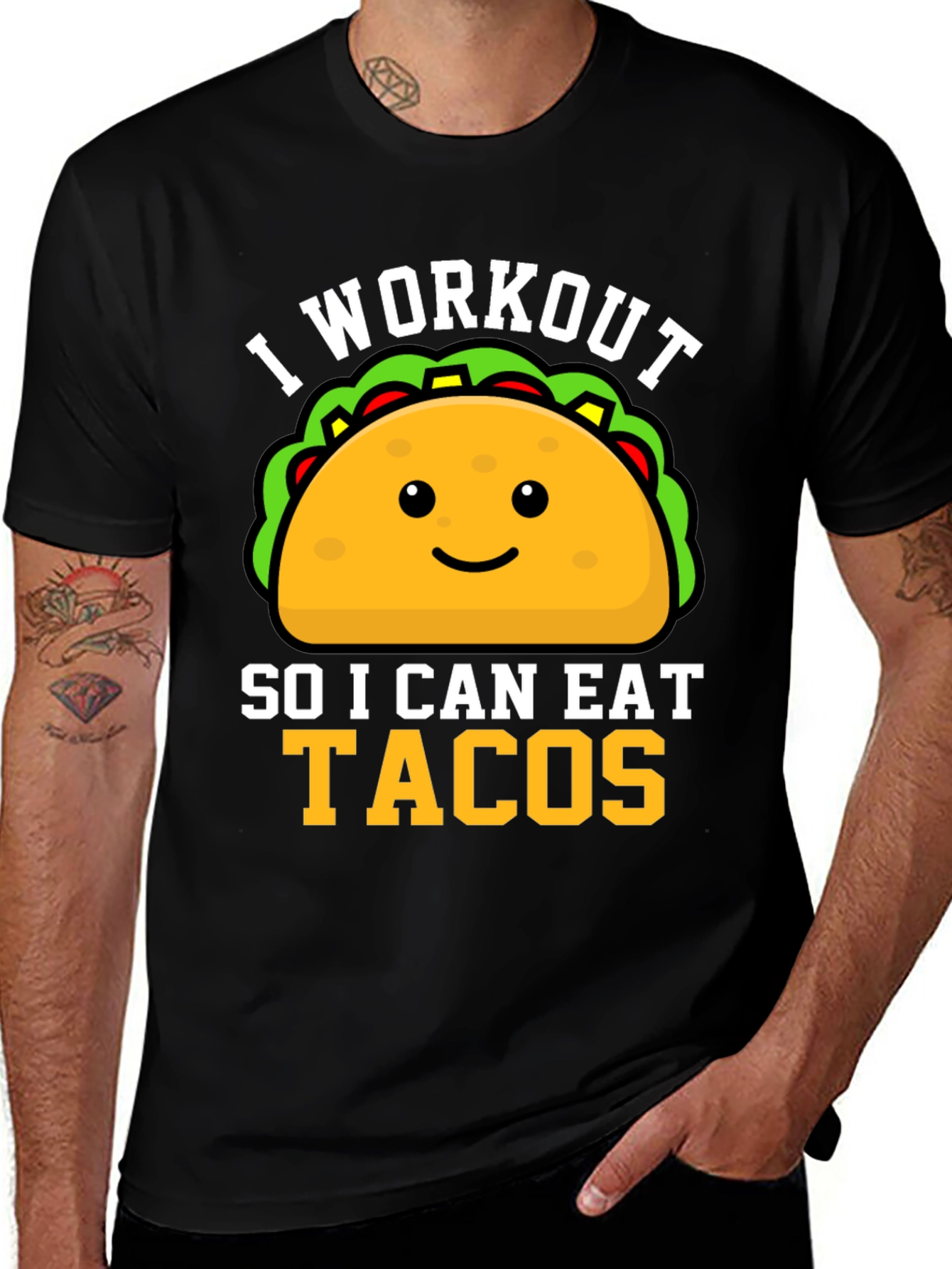Variant 8 of Workout for Tacos Black T-Shirt