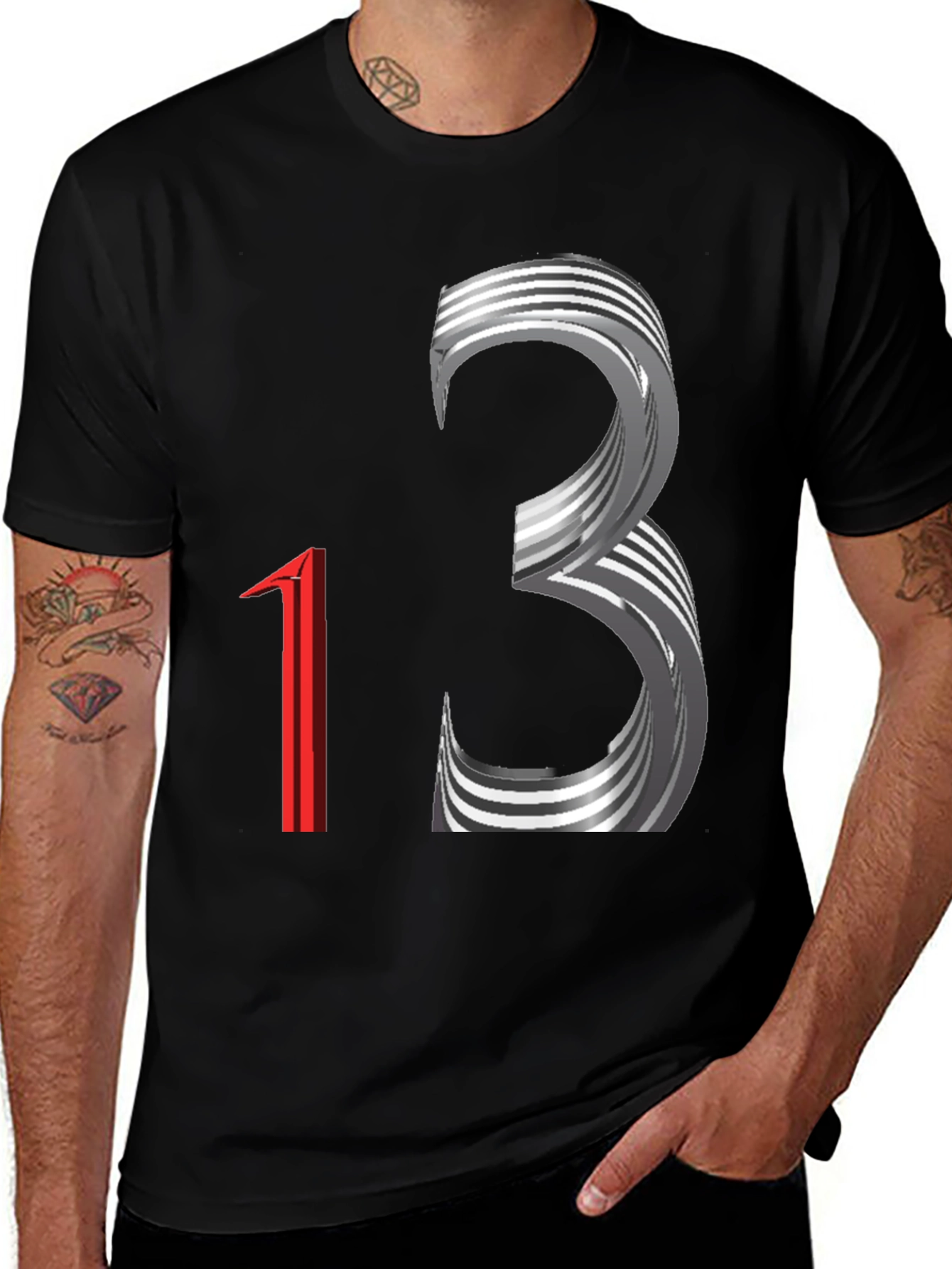 Variant 21 of Lucky Number Thirteen Graphic Tee - Black
