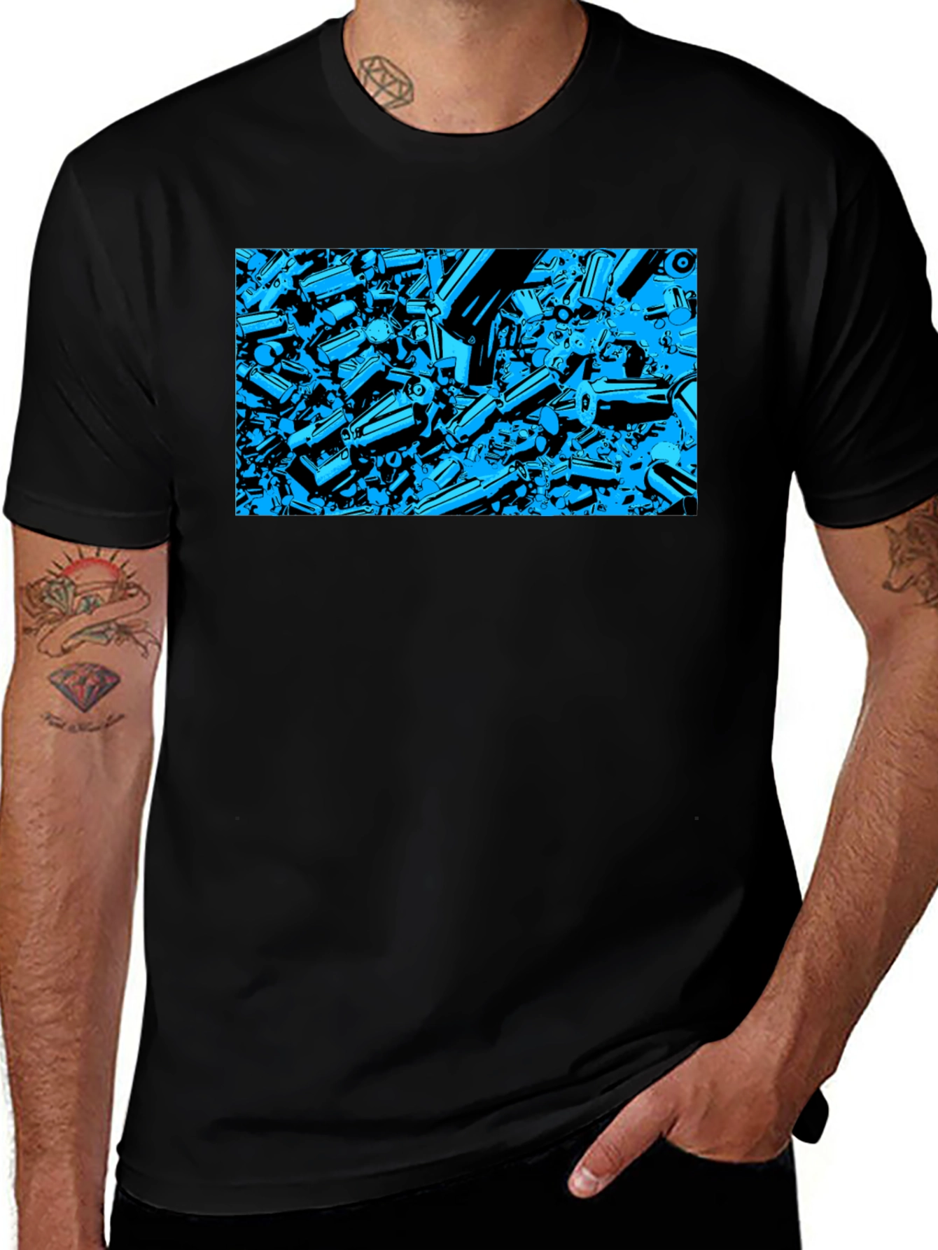 Variant 18 of Abstract Tech Print Black T-Shirt