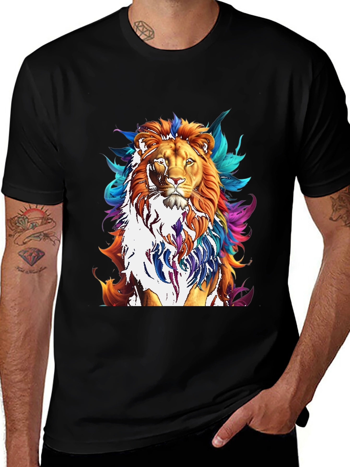 Variant 3 of Lion Graphic Tee - Men's Black T-Shirt