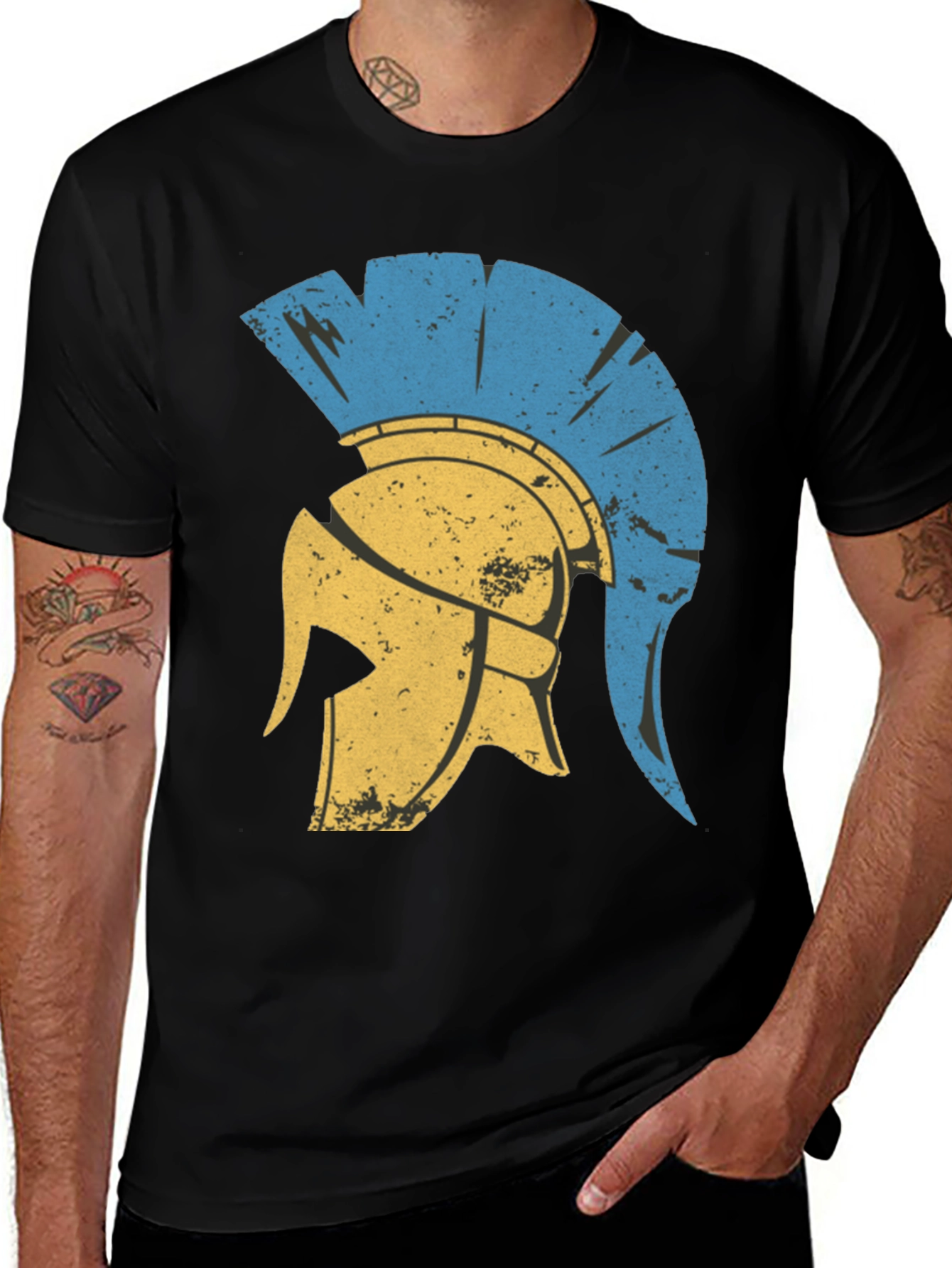 Variant 10 of Spartan Helmet Graphic Tee - Black