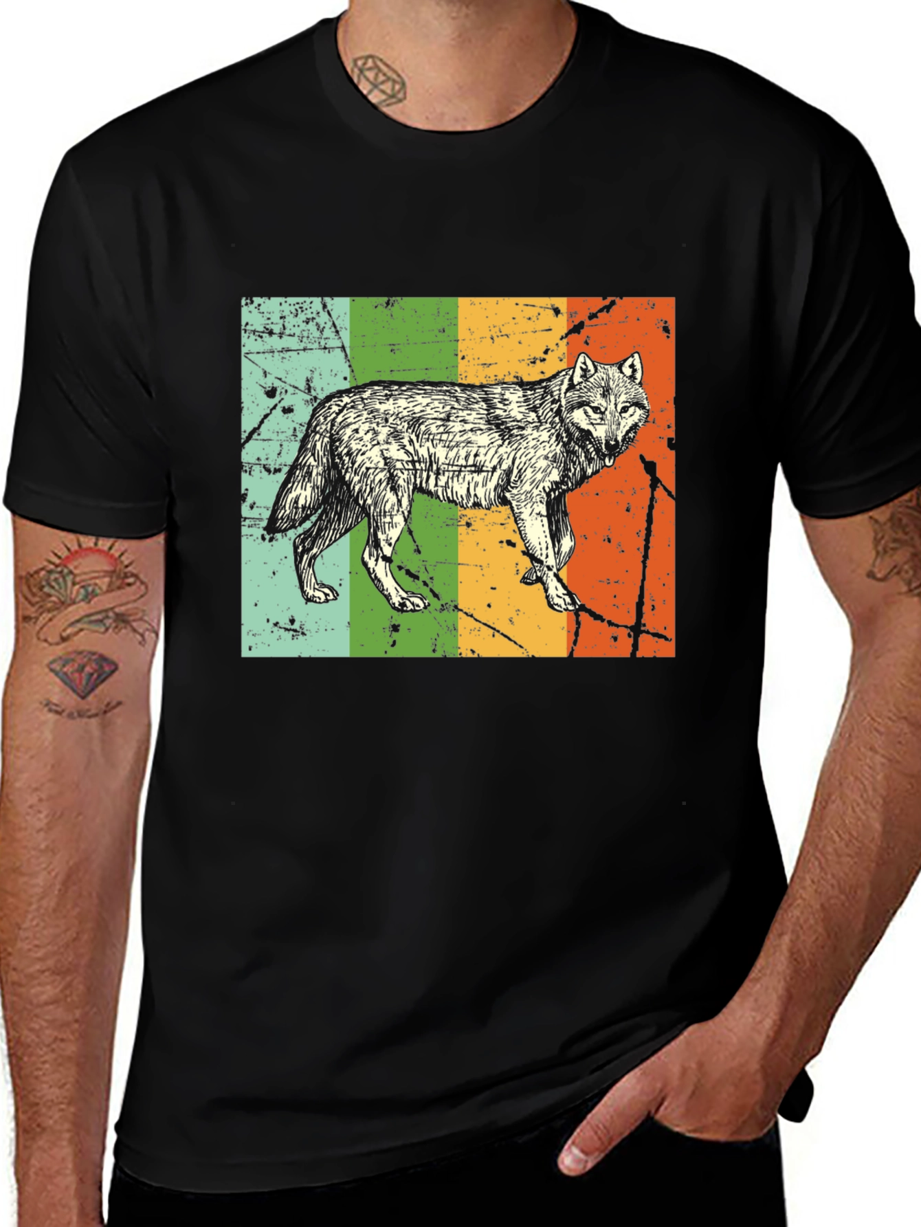 Variant 29 of Retro Wolf Graphic T-Shirt - Vintage Style