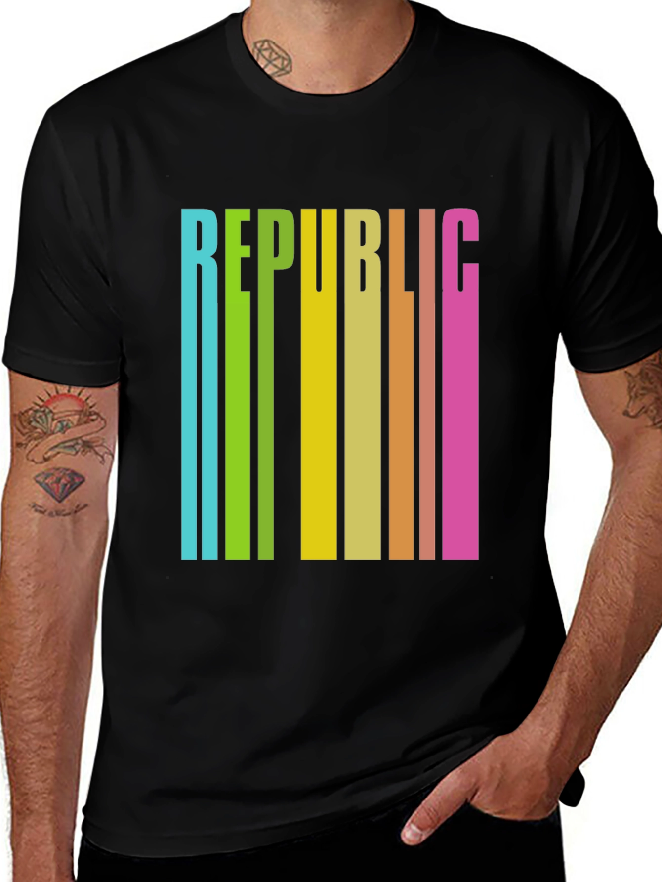 Variant 9 of Republic Retro Striped Graphic Tee