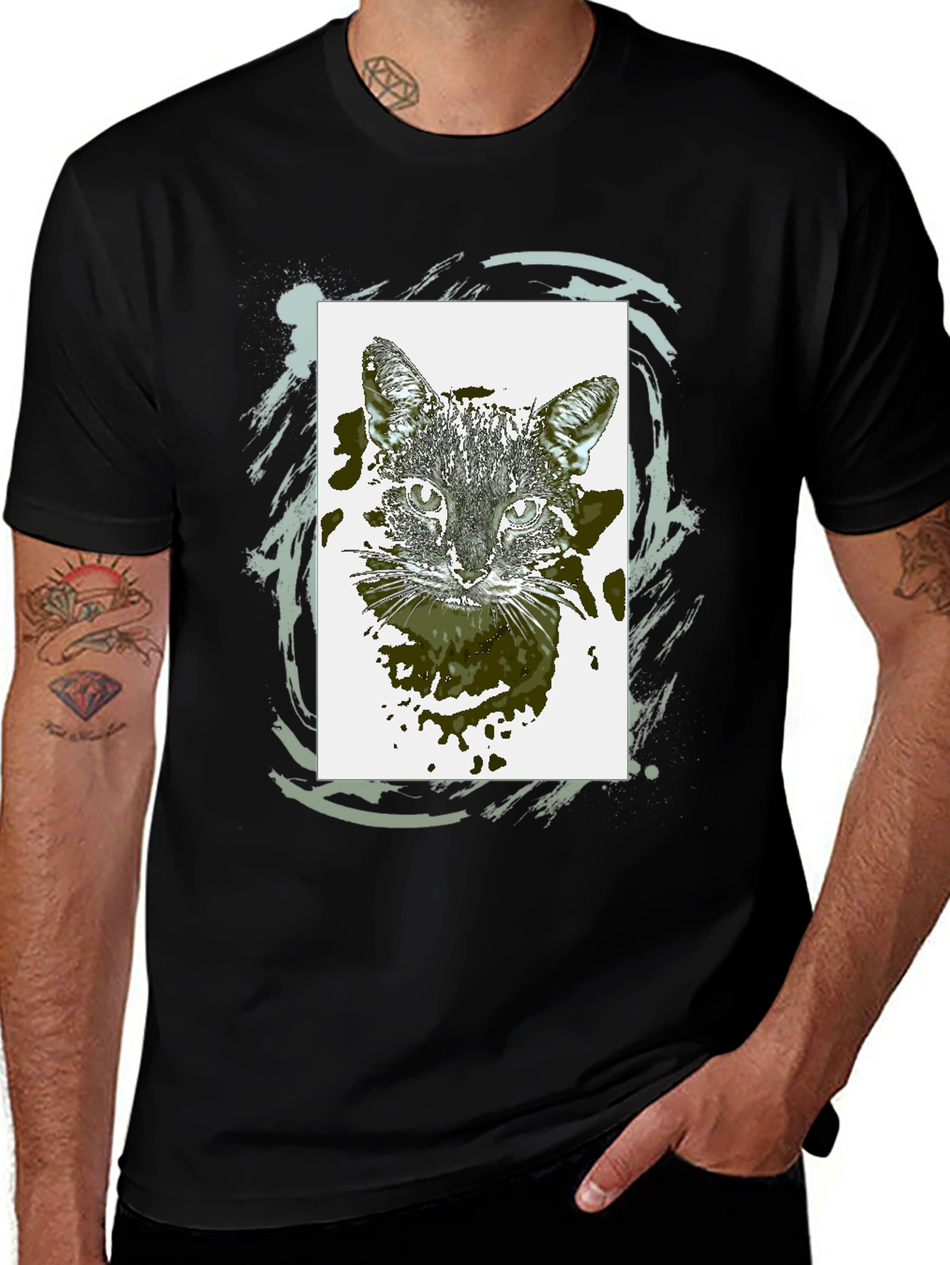 Variant 19 of Abstract Cat Graphic Print Men's T-Shirt