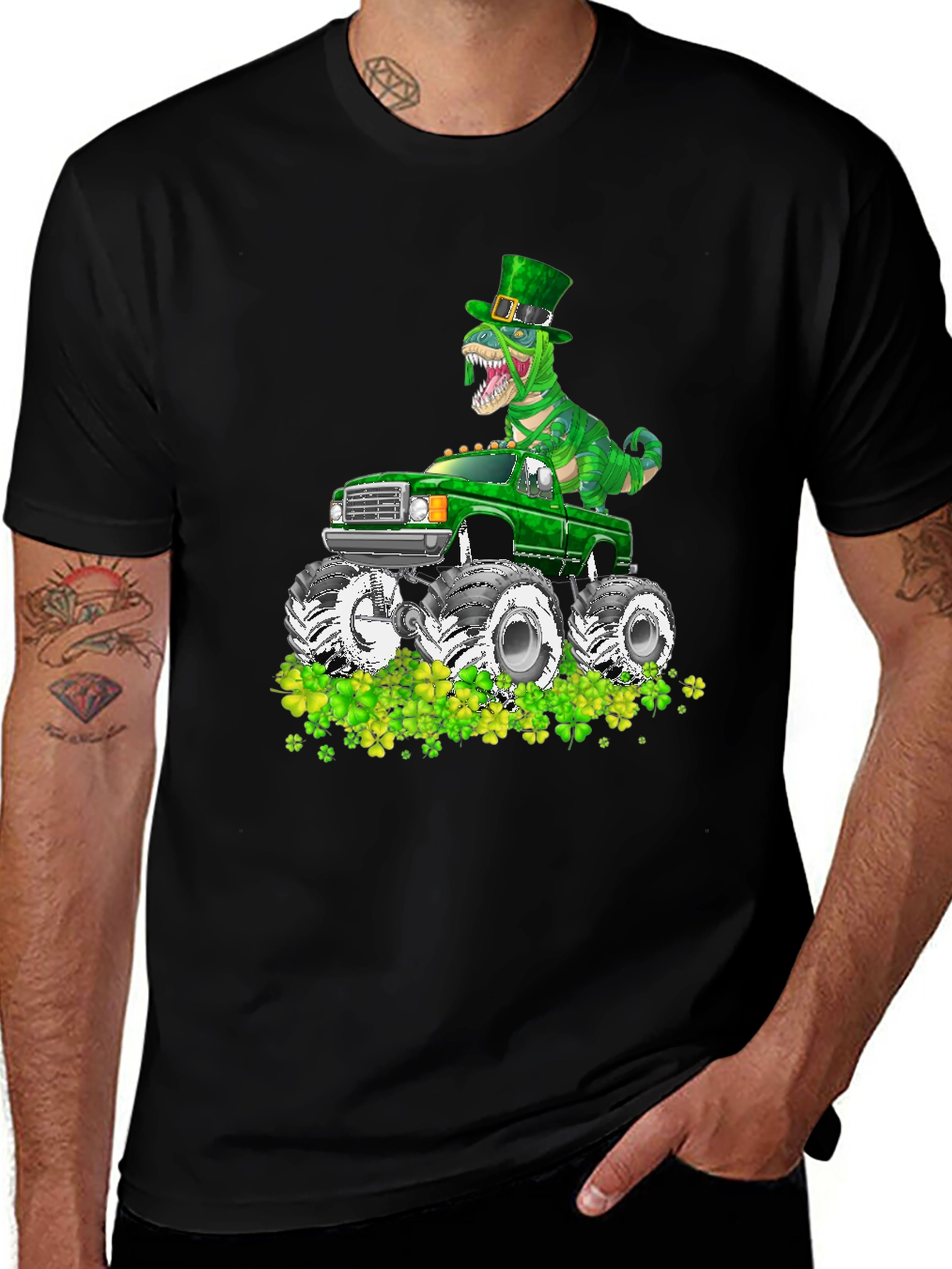 Variant 11 of St Patrick's Day Dinosaur Monster Truck T-Shirt