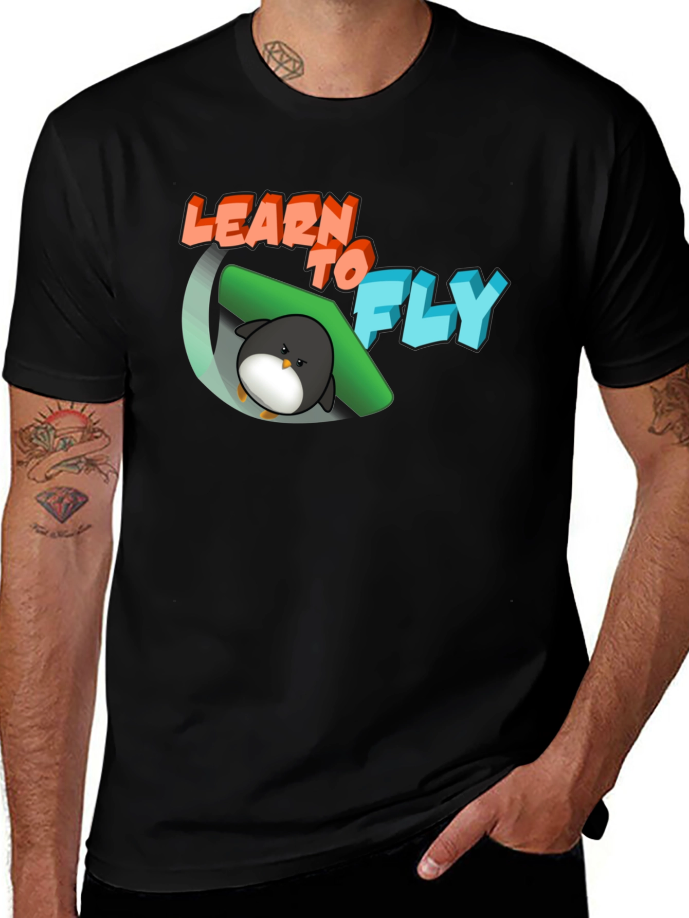 Variant 13 of Learn To Fly Graphic Tee - Black Cotton