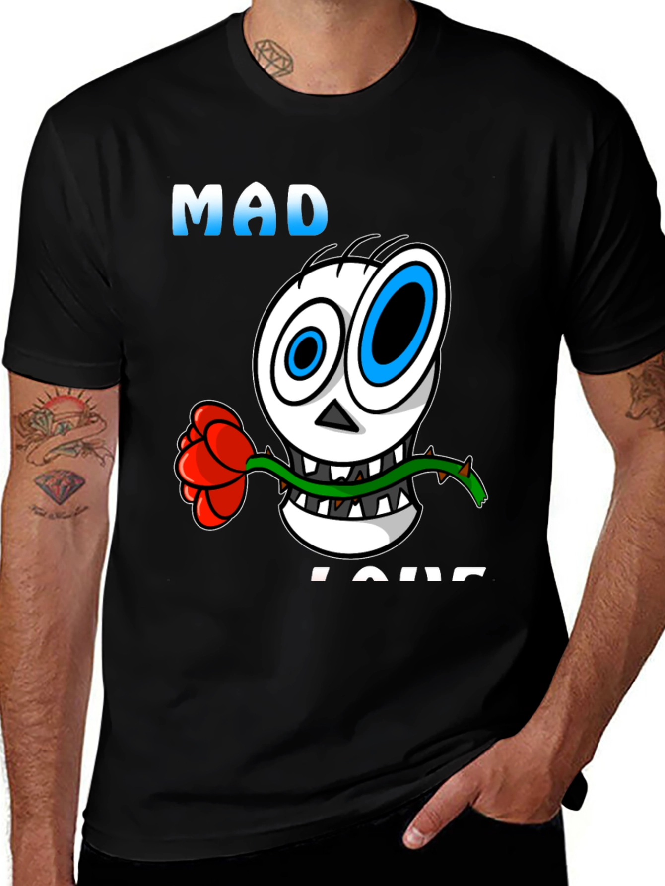 Variant 18 of Mad Love Skull Graphic Black T-Shirt