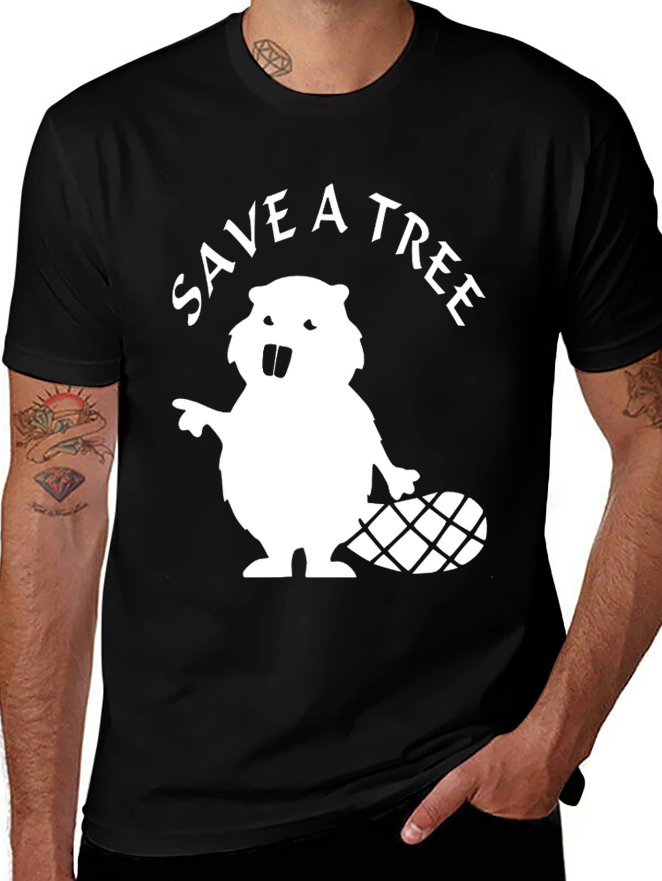 Variant 11 of Save A Tree T-Shirt - Beaver Graphic Tee