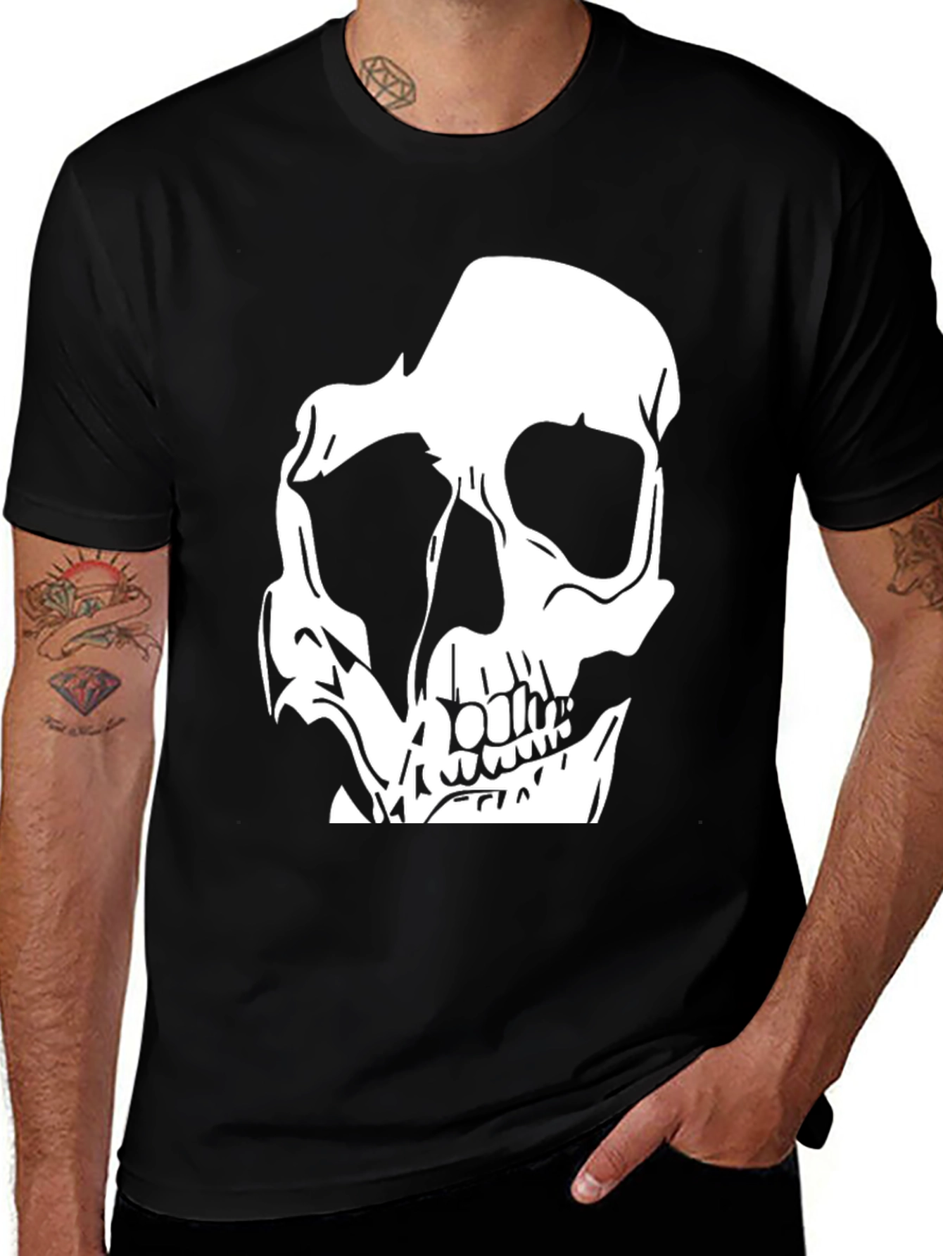 Variant 25 of Skull Graphic Print Black T-Shirt
