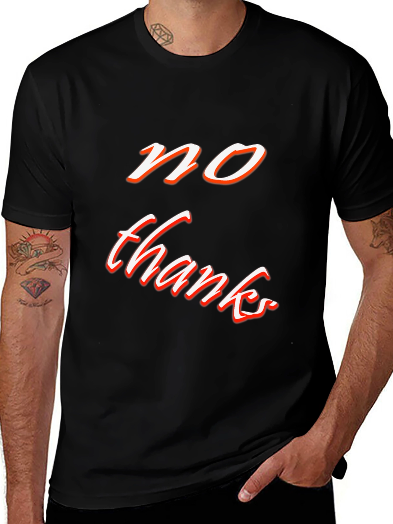 Variant 23 of No Thanks Graphic Tee - Black Casual T-Shirt