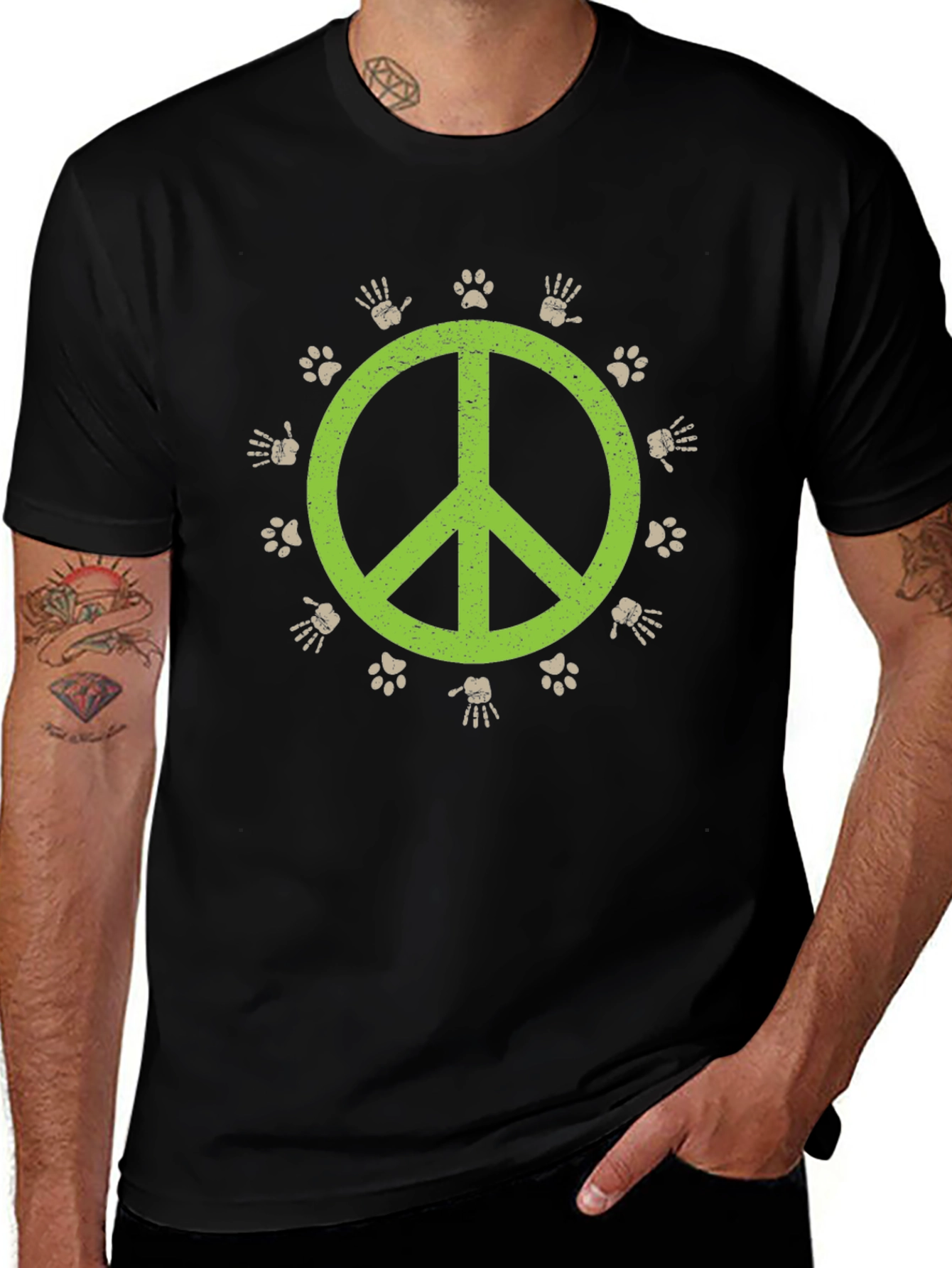 Variant 3 of Peace Love Paw Print T-Shirt - Unisex