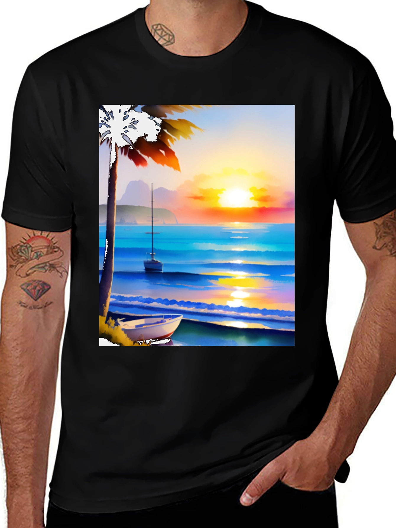 Variant 14 of Sunset Beach Graphic Tee - Tropical Vibe