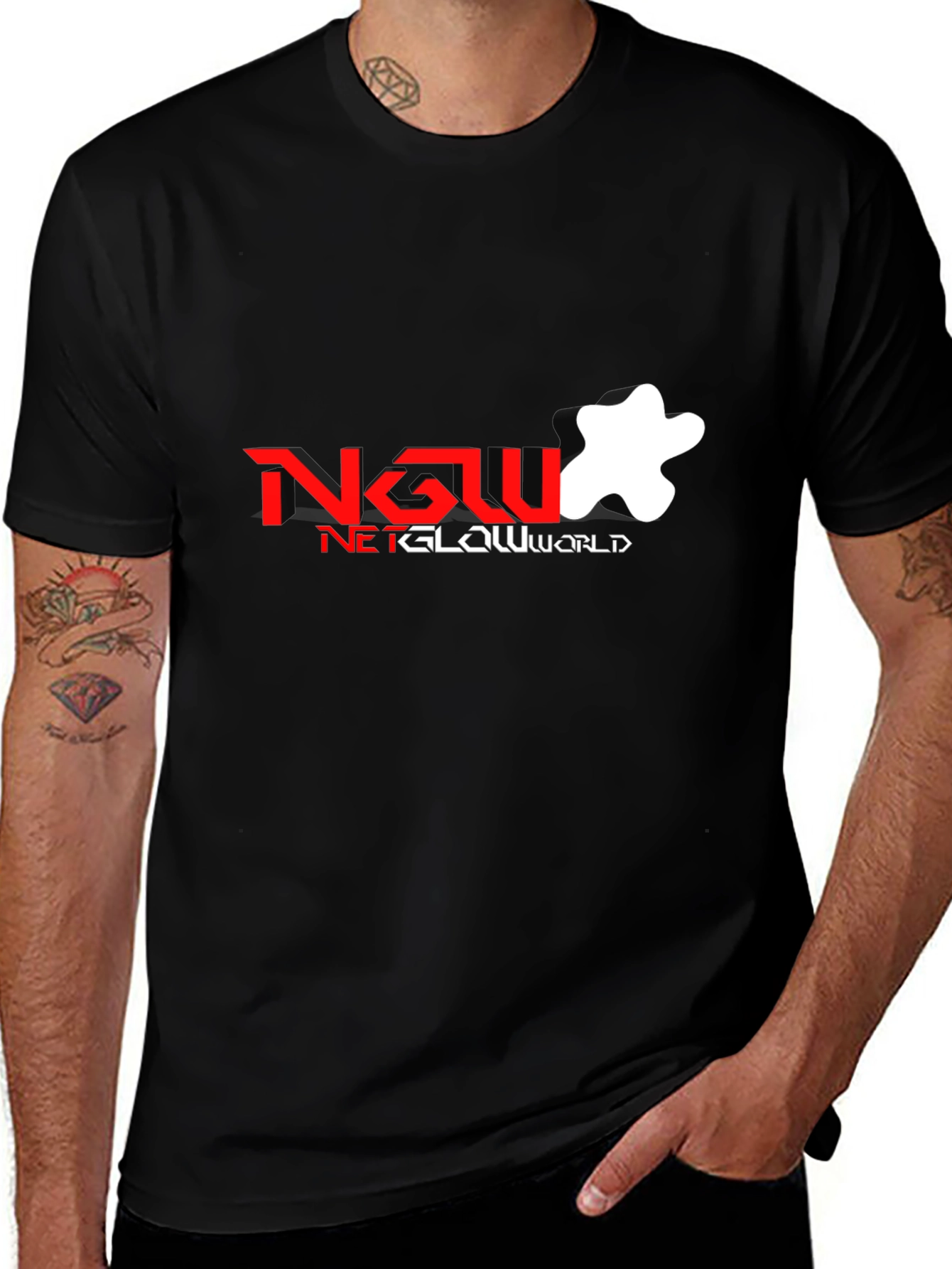 Variant 20 of NetGlowWorld Black T-Shirt with Logo