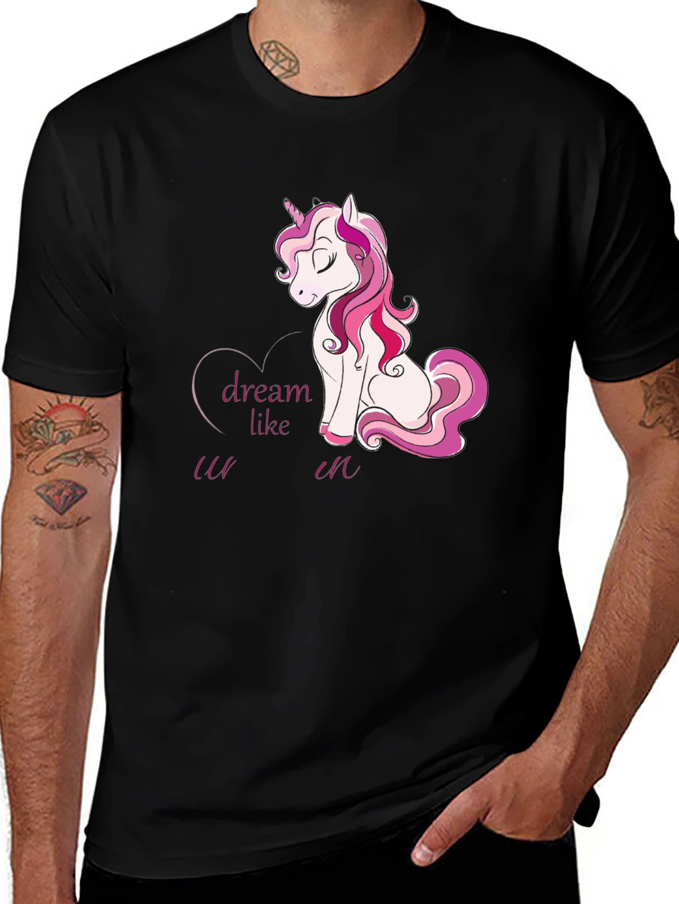Variant 16 of Dream Like Unicorn Graphic Black T-Shirt